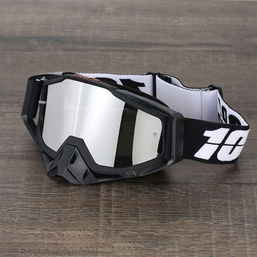 Classic Black and White Motorcycle Riding Goggles-H05