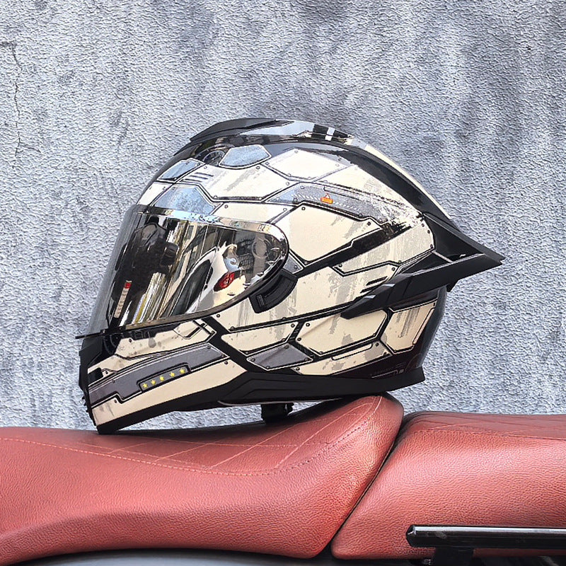 Full-face motorcycle helmet with dual visors (silver visor)-I193