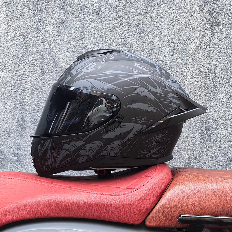 Premium dark tea-tinted dual-visor motorcycle helmet-I195