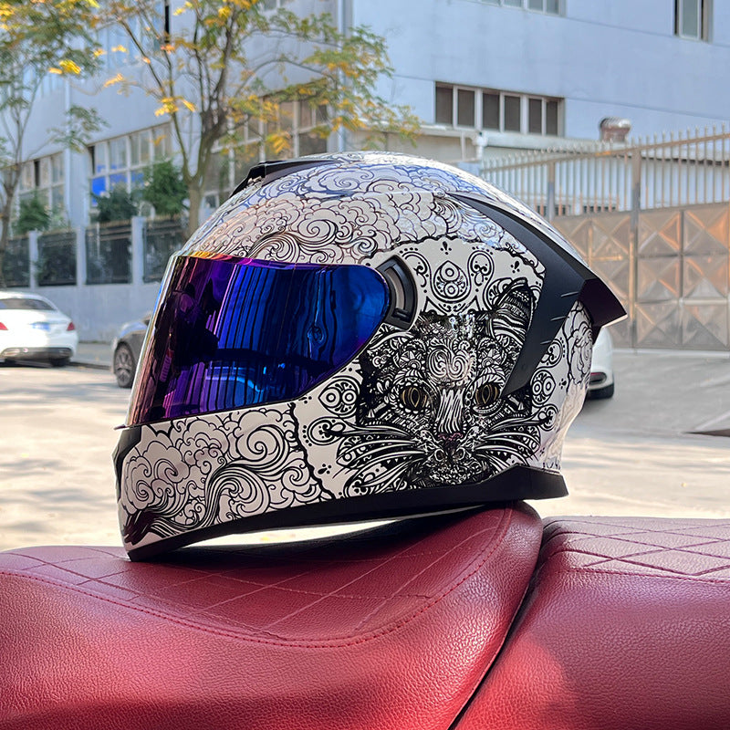 Dazzling Full-Face Motorcycle Helmet with Dual Visors (Racing Style)-I158