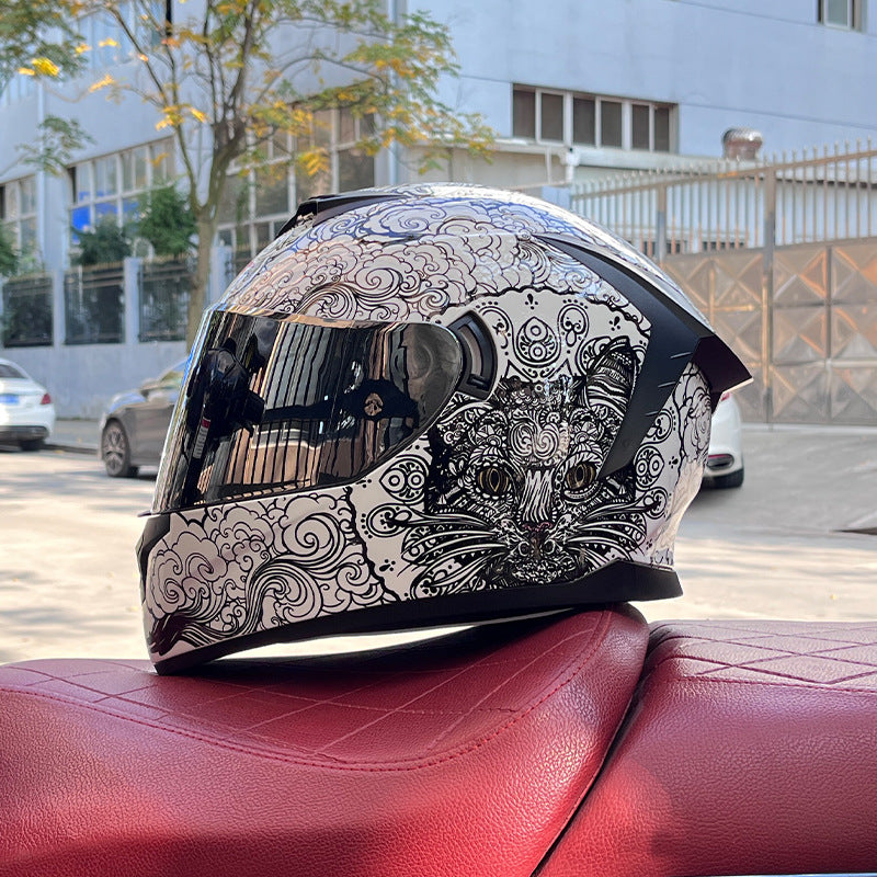 Dazzling Full-Face Motorcycle Helmet with Dual Visors (Racing Style)-I158