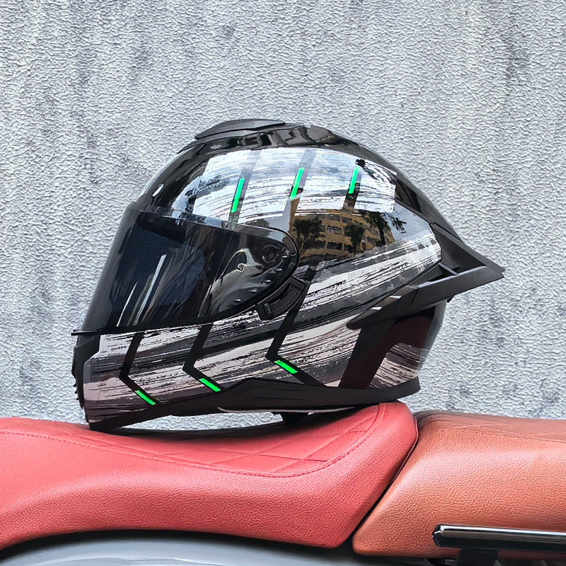 Premium dark tea-tinted dual-visor motorcycle helmet-I195