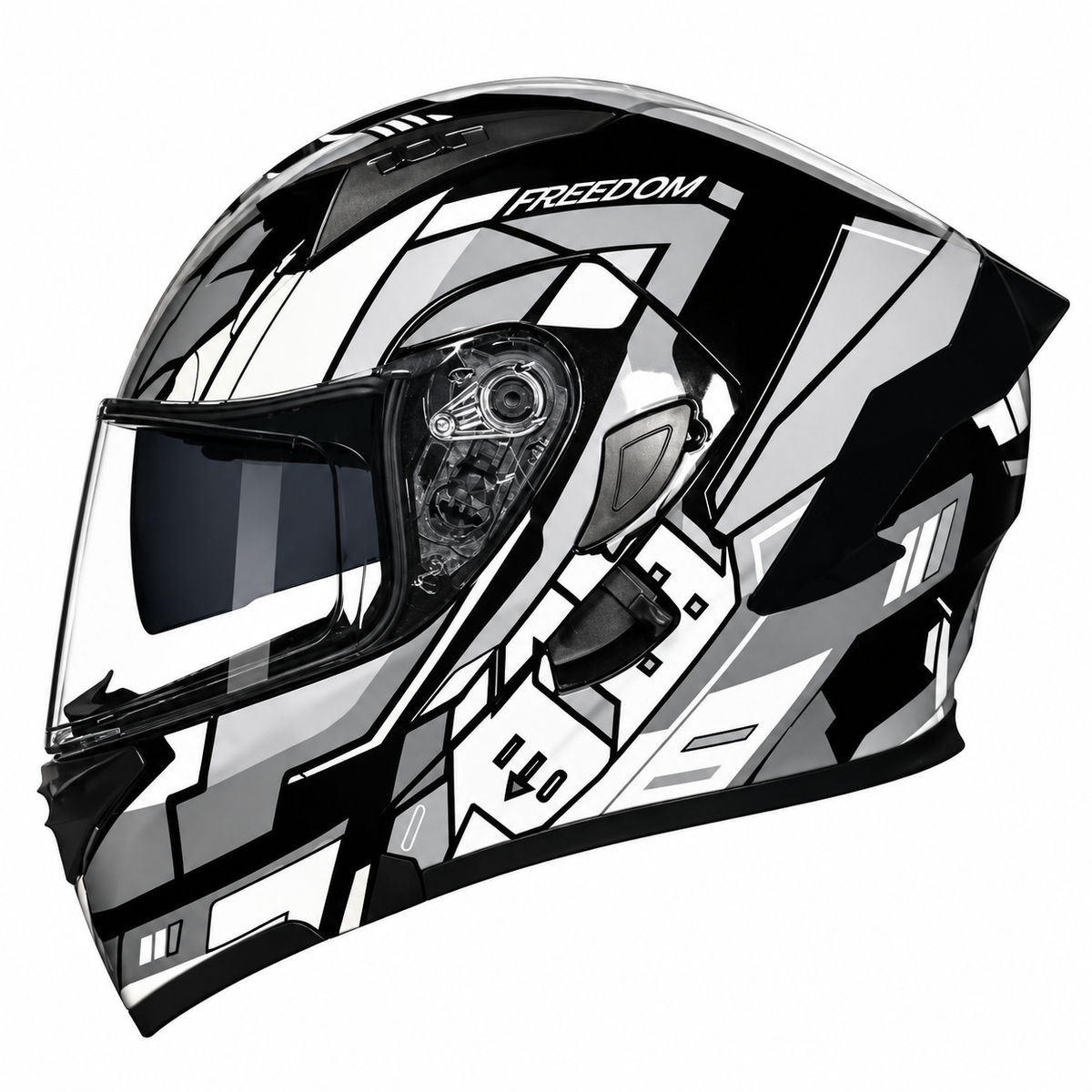 Vibrant Graffiti Dual-Visor Modular Motorcycle Helmet with Rear Spoiler-I154