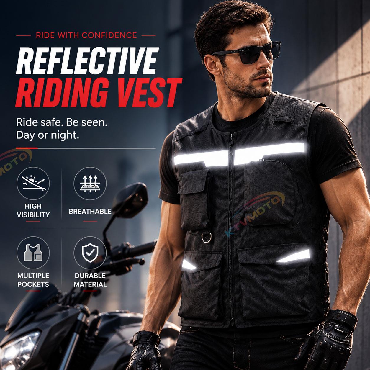 Reflective Off-Road Motorcycle Riding Vest-J104