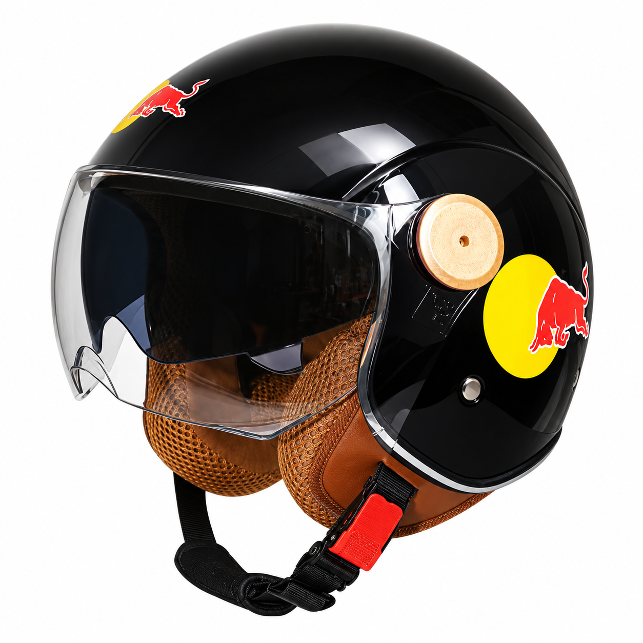 Retro 3/4 open-face motorcycle helmet with dual visors- I71