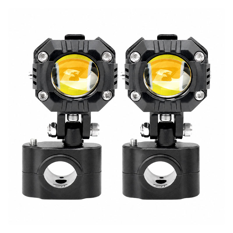 KTVMOTO Motorcycle LED Fog Lights with Yellow Beam & Adjustable Mount-D36