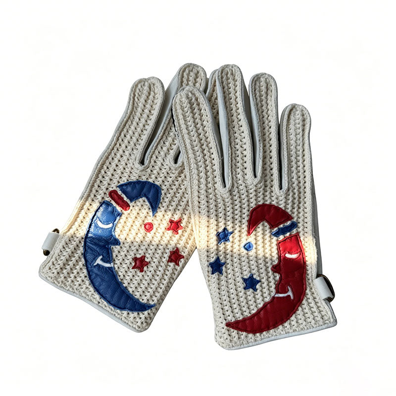 Knitted Retro Touchscreen Motorcycle Gloves-G58