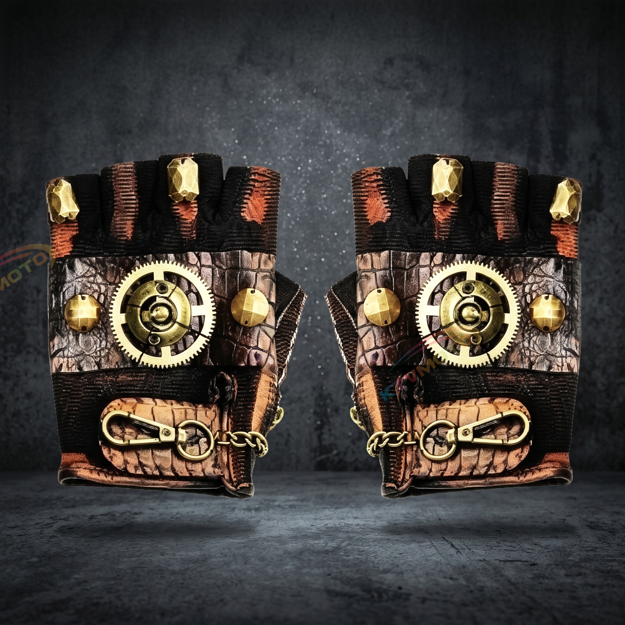 Steampunk Rock Motorcycle Half-Finger Gloves-G85