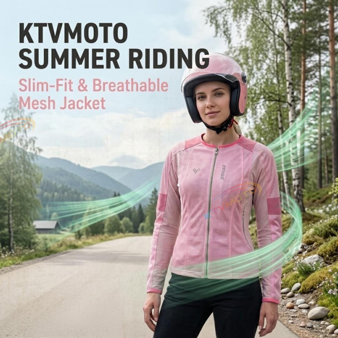 Women's Slim-Fit Breathable Mesh Motorcycle Jacket for Summer-J67