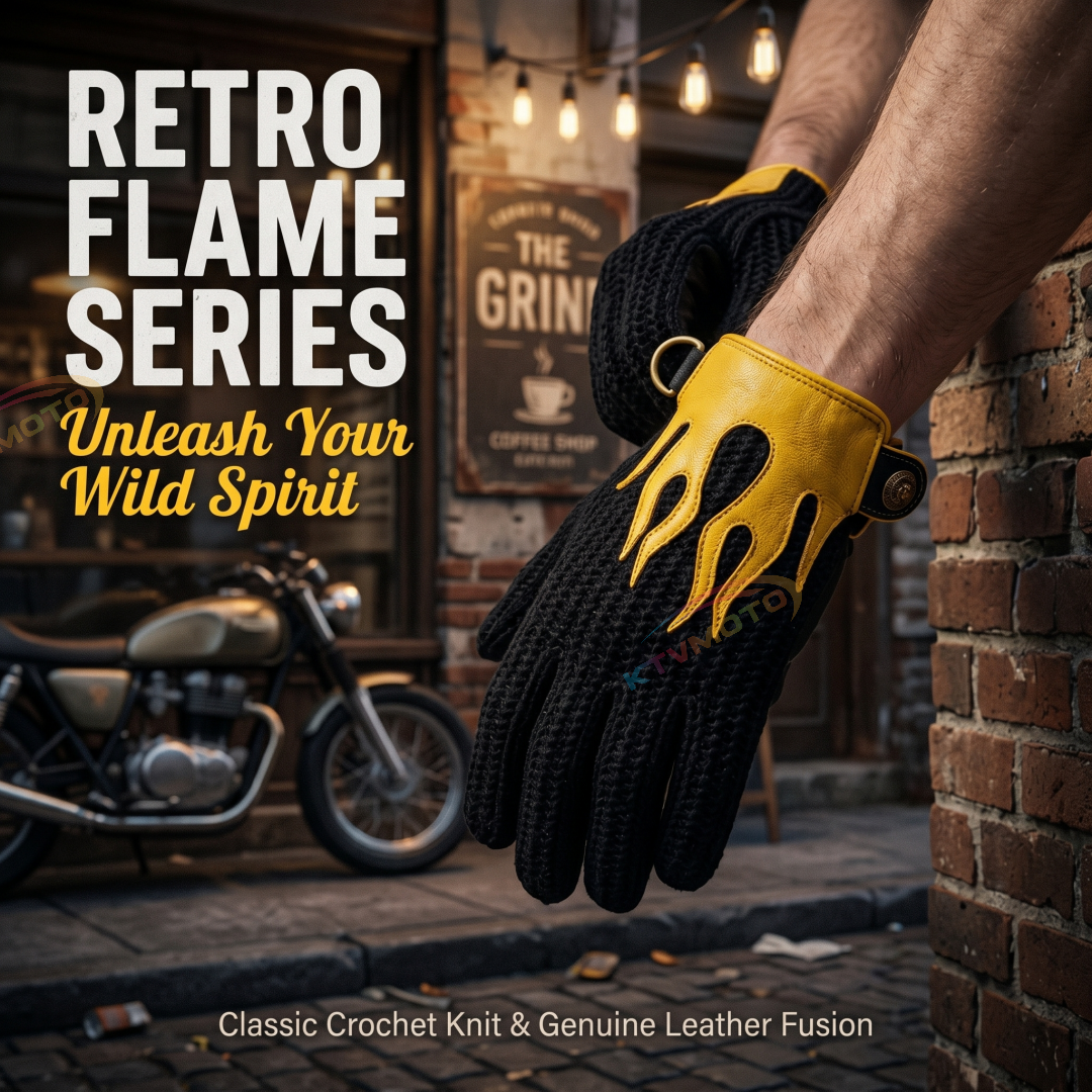 Retro Flame Motorcycle Touchscreen Gloves-G68