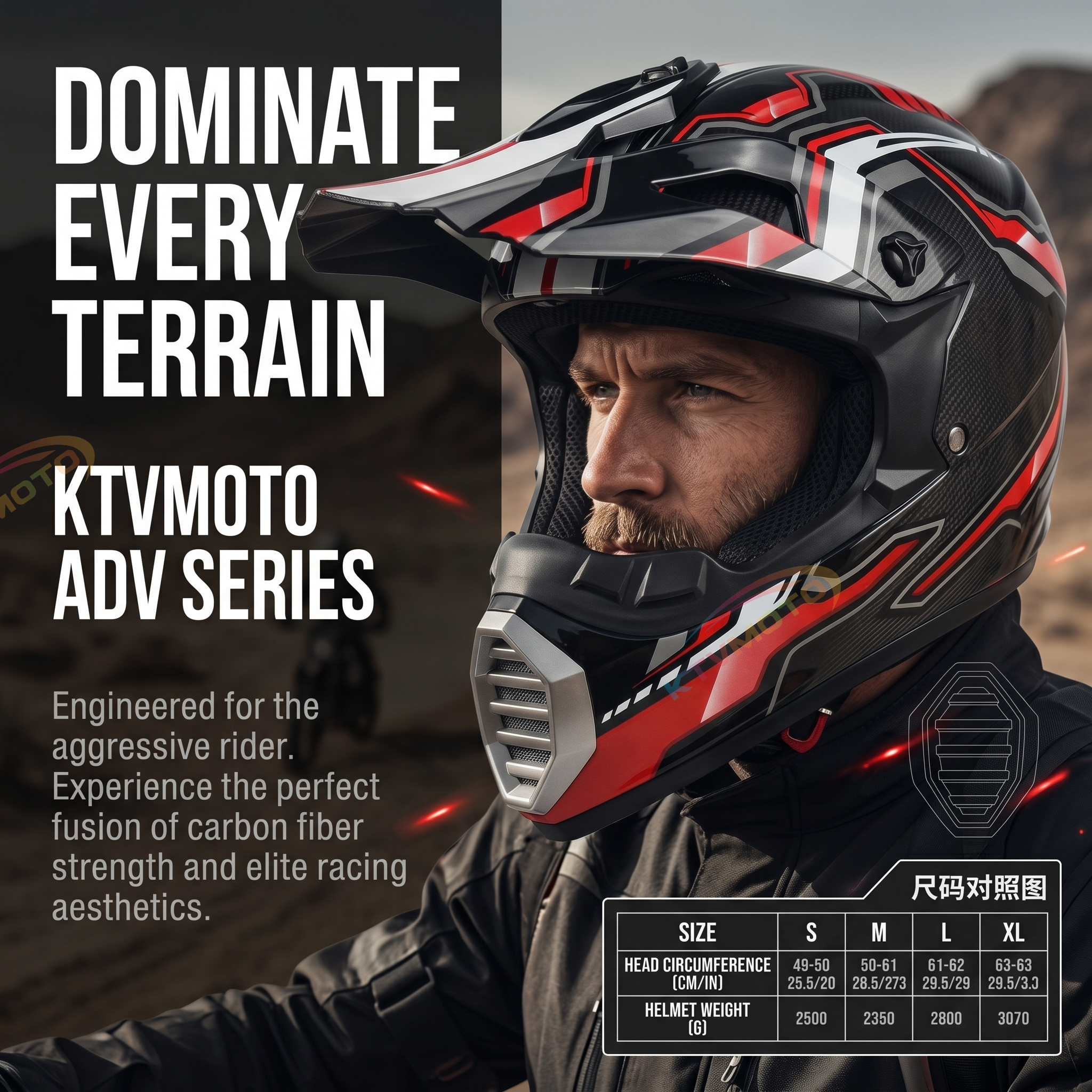 Dirt Bike Racing Carbon Fiber Helmet-I60