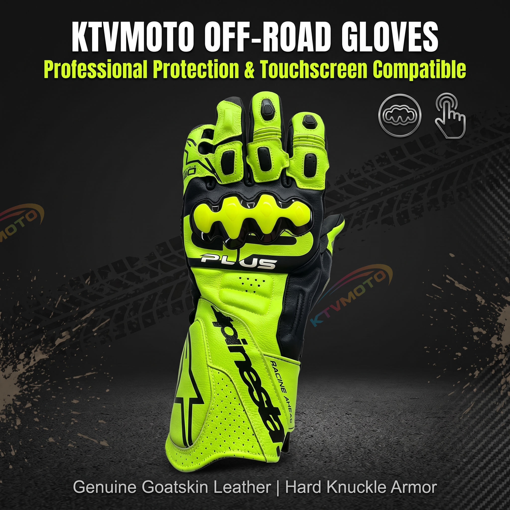 Touchscreen sheepskin motorcycle gloves-G91