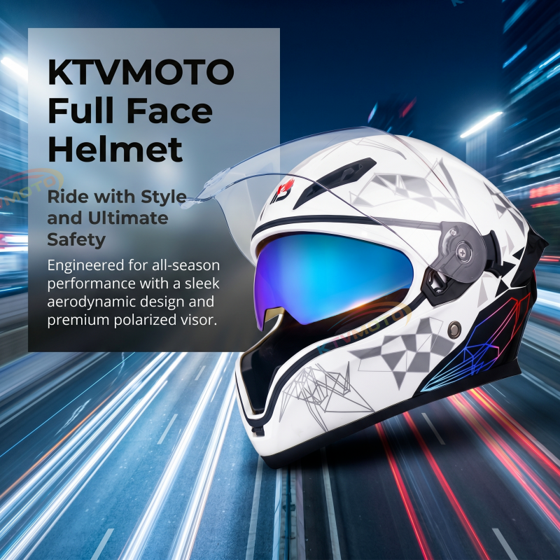 Double-lens pattern full-face motorcycle helmet-I82