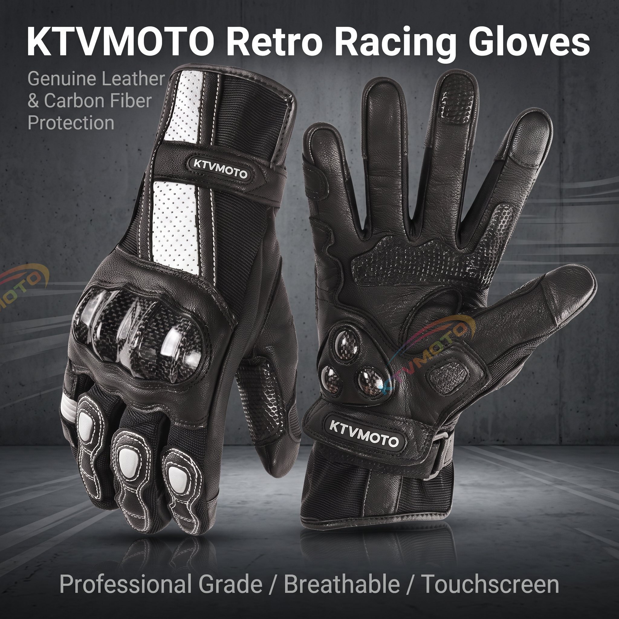 Genuine leather breathable retro motorcycle riding gloves-G82