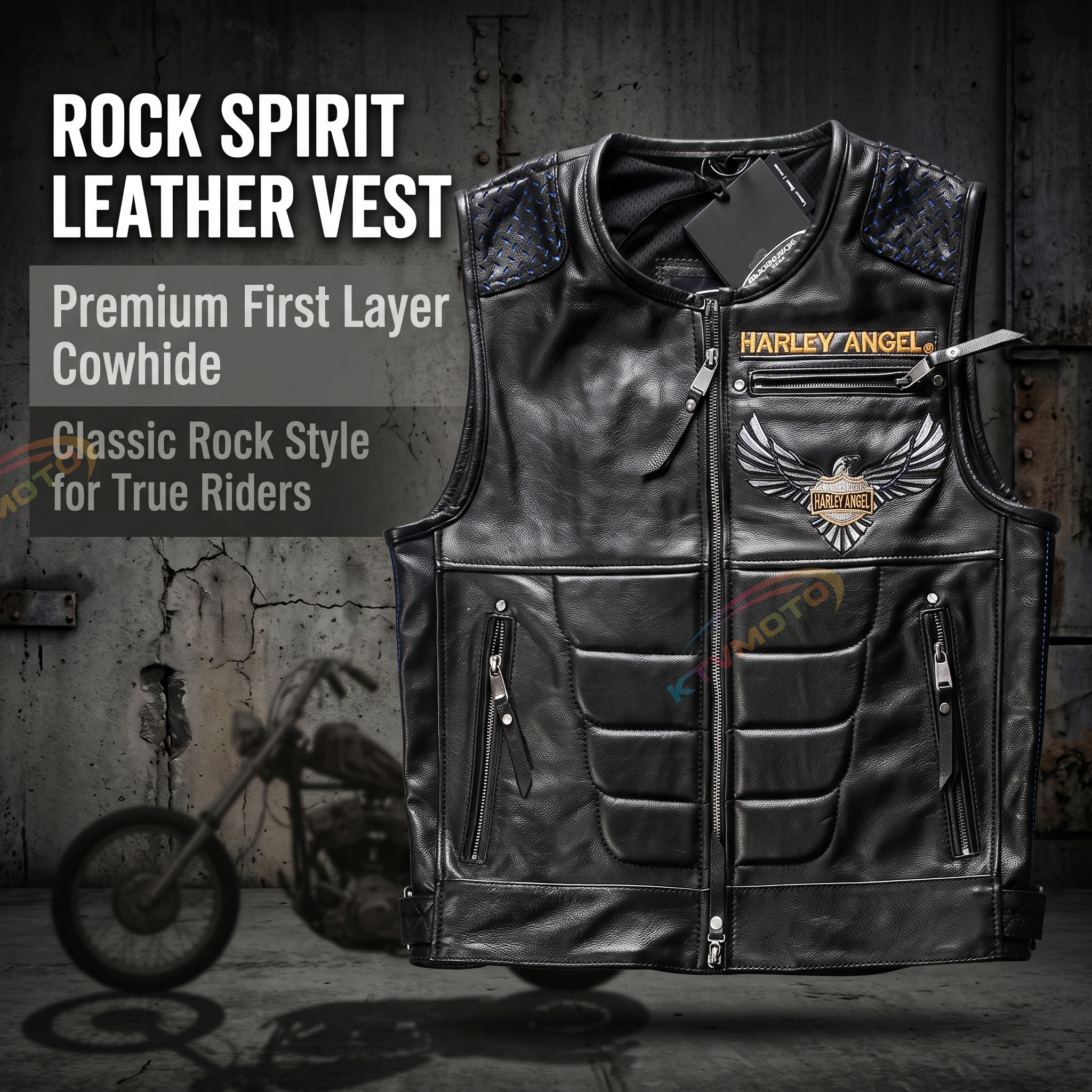 Abs Blocking Harley Summer Rock Leather Vest - A30
