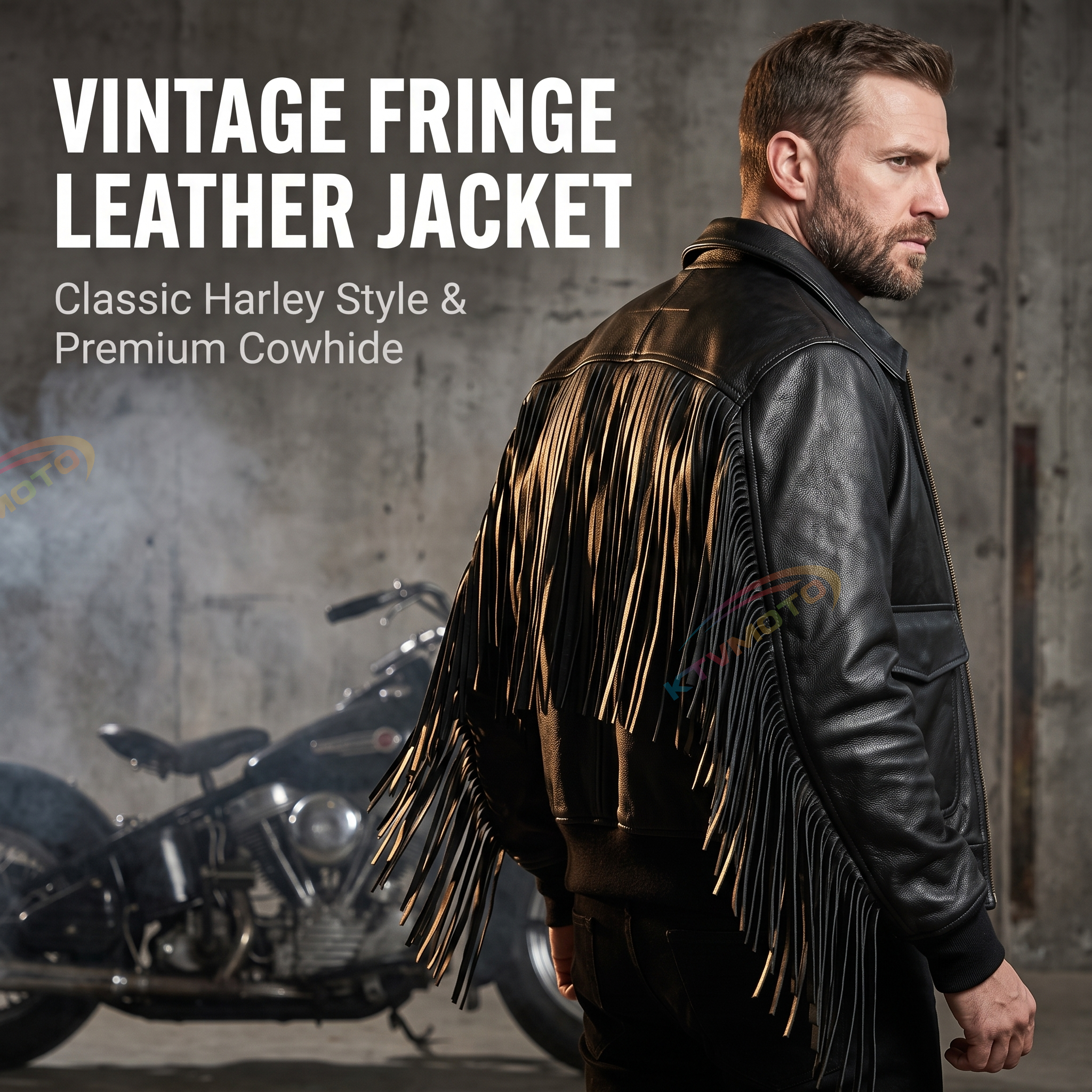 Harley Davidson Tassel Leather Jacket-A59