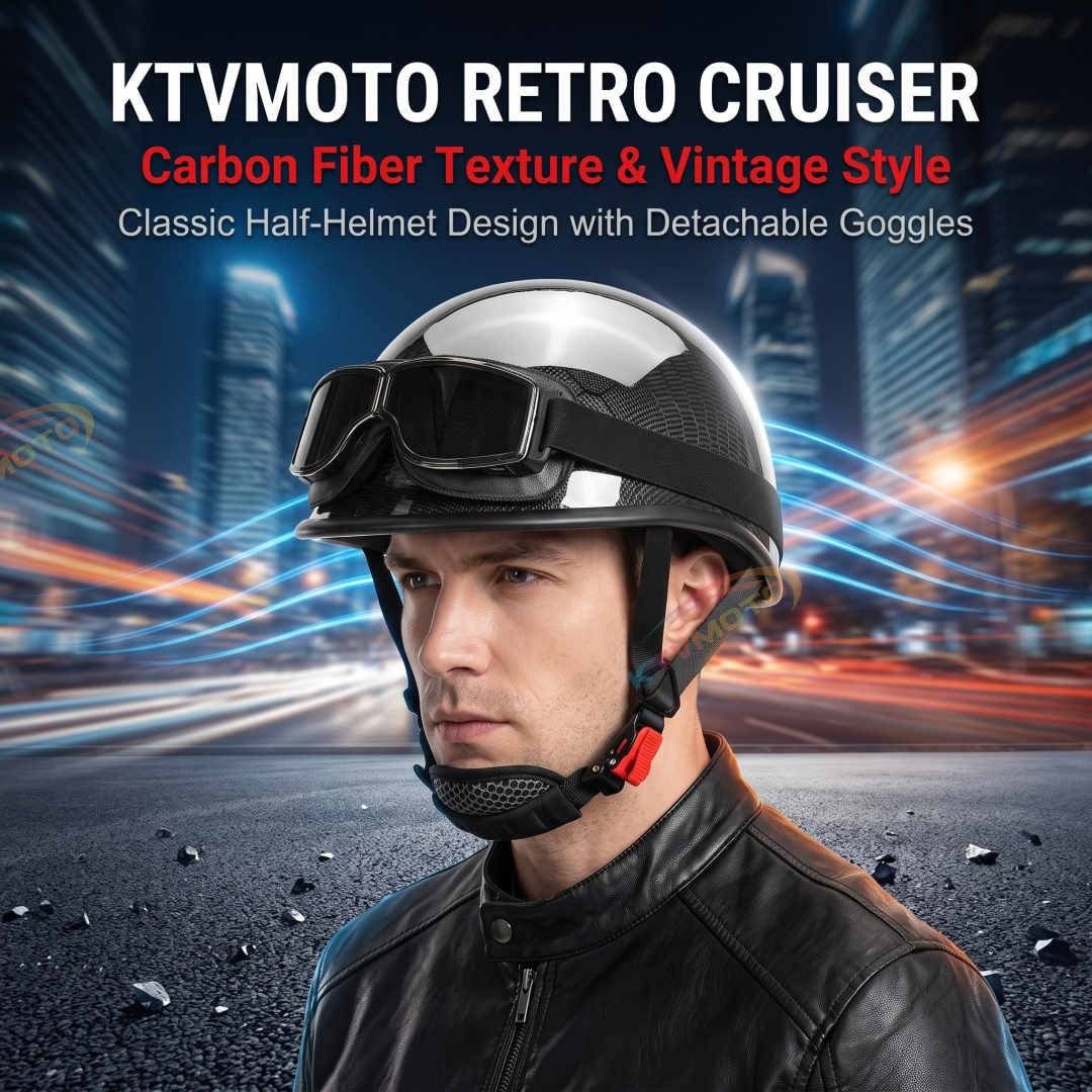 Carbon Fiber Vintage Motorcycle Half Helmet-I135