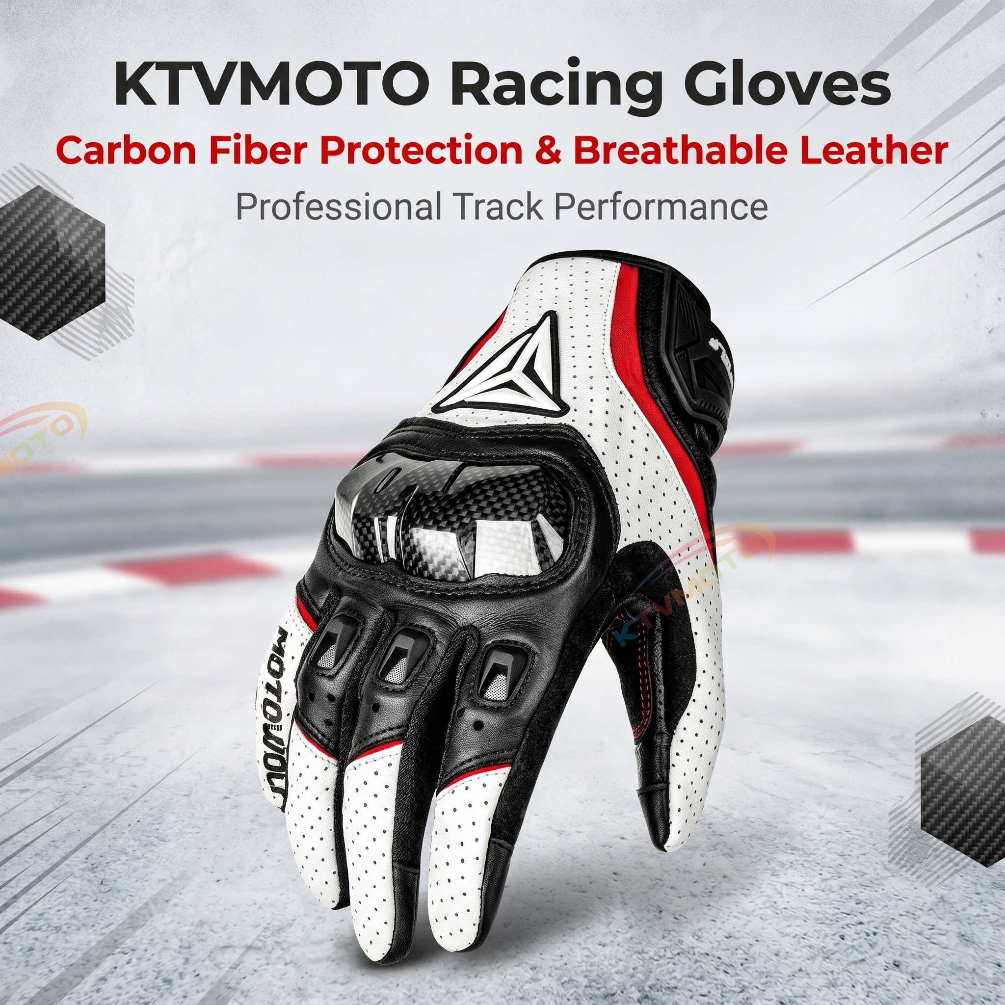 Breathable leather gloves with carbon fiber protective layer-G67