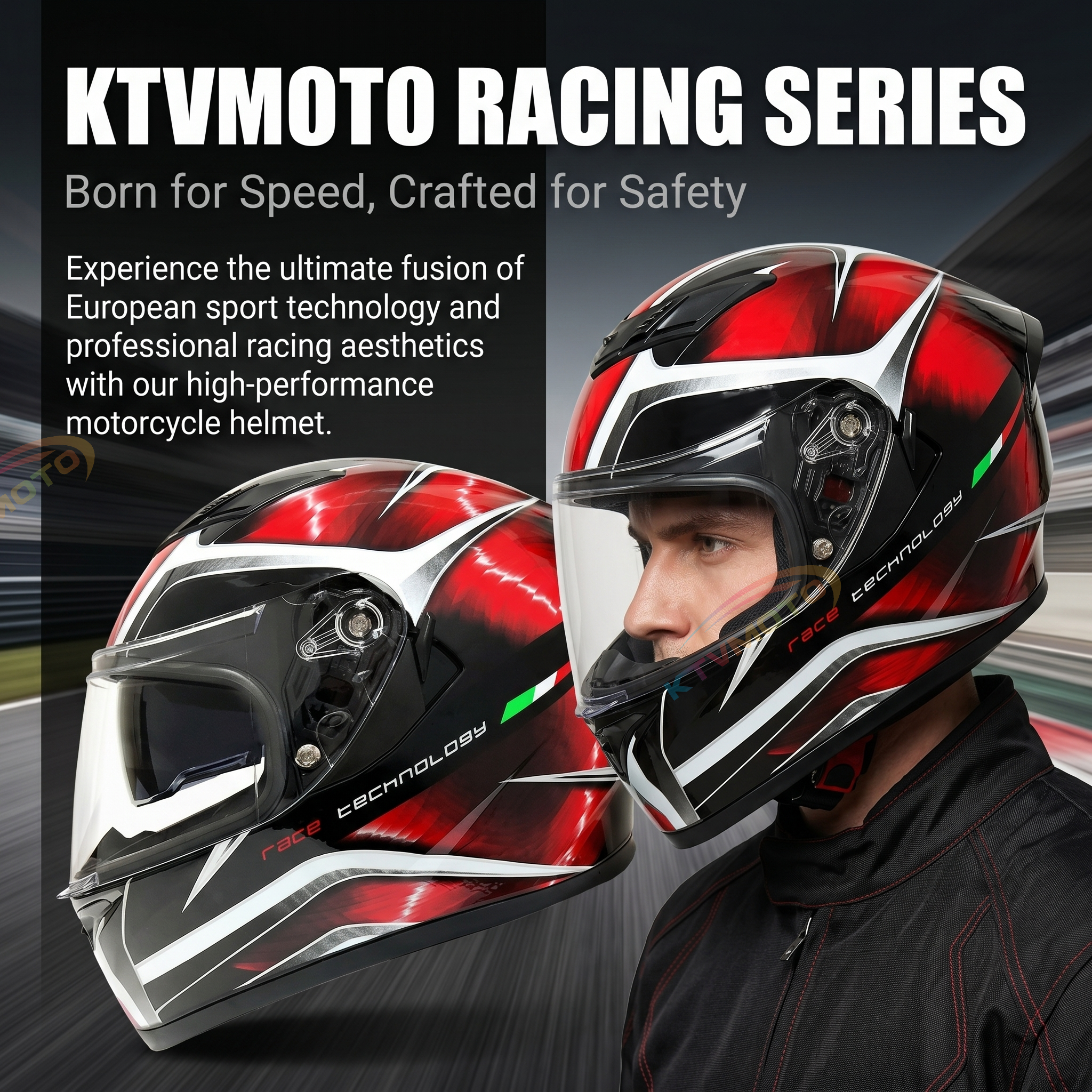 Street Racing Motorcycle Anti-Fog Full-Face Helmet-I106