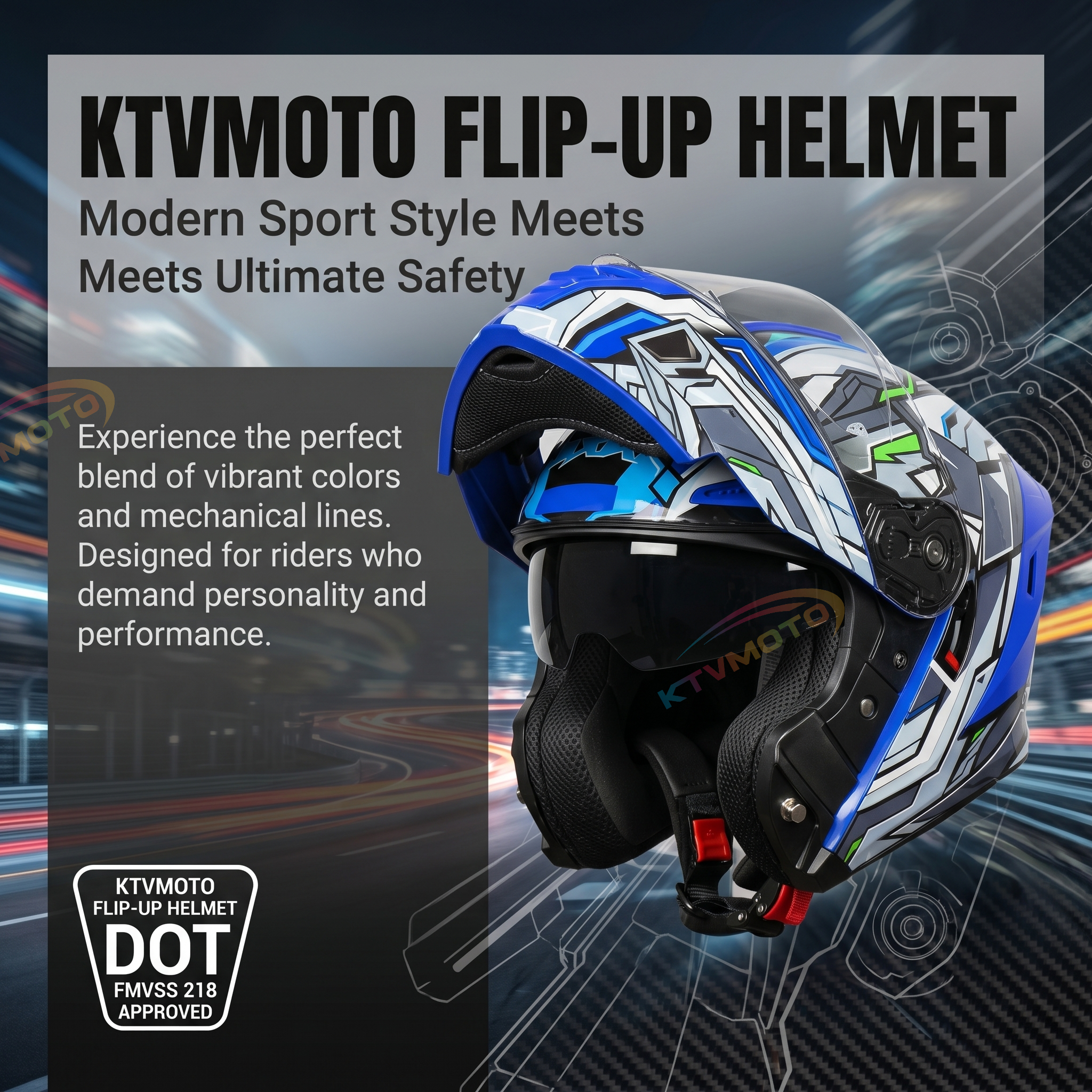 Motorcycle flip-top helmet [Super Warrior Edition]-I129