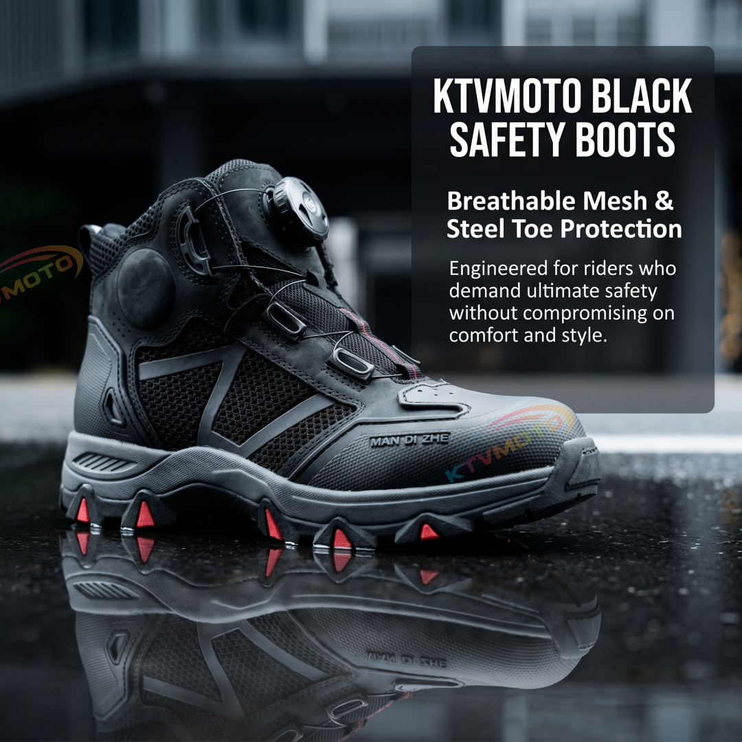 Black Breathable Steel Toe Work Safety Boots Mesh-K32