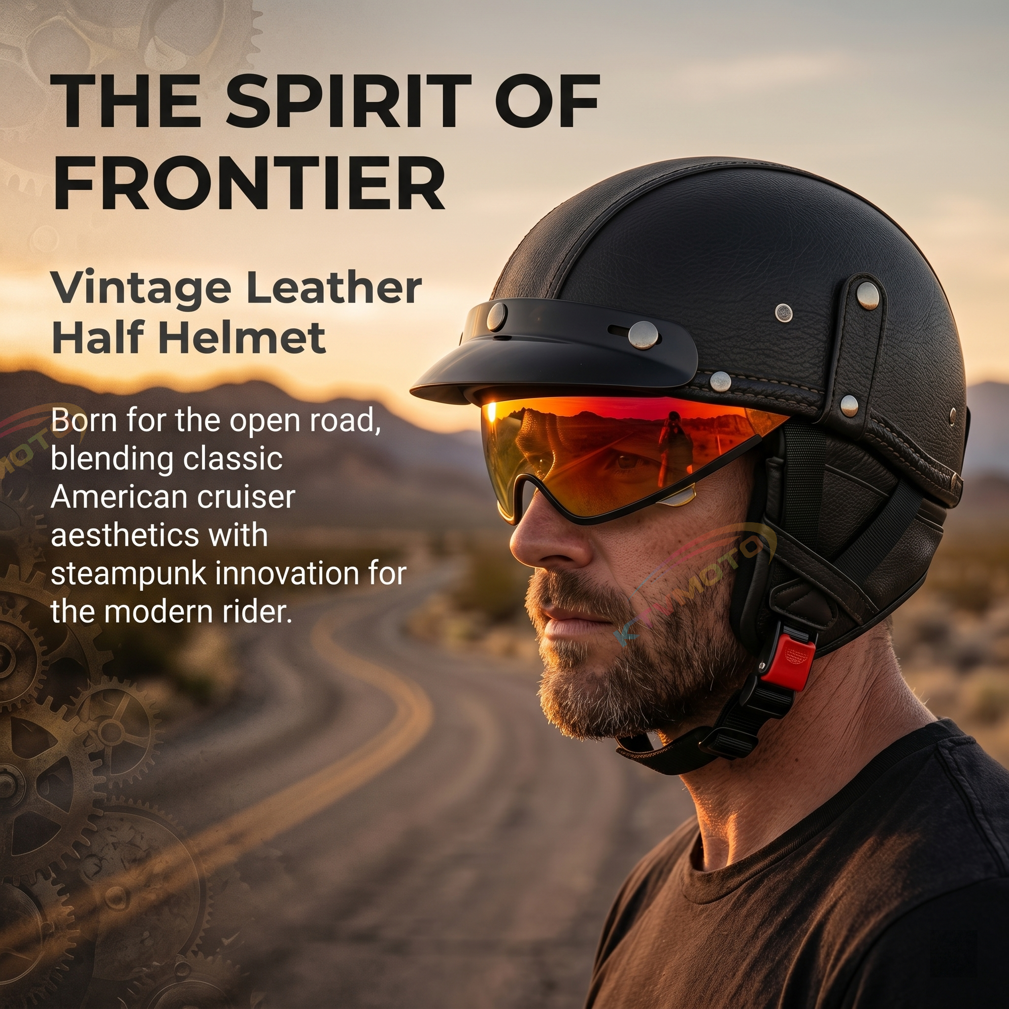 Retro open-back leather motorcycle helmet visor – I35
