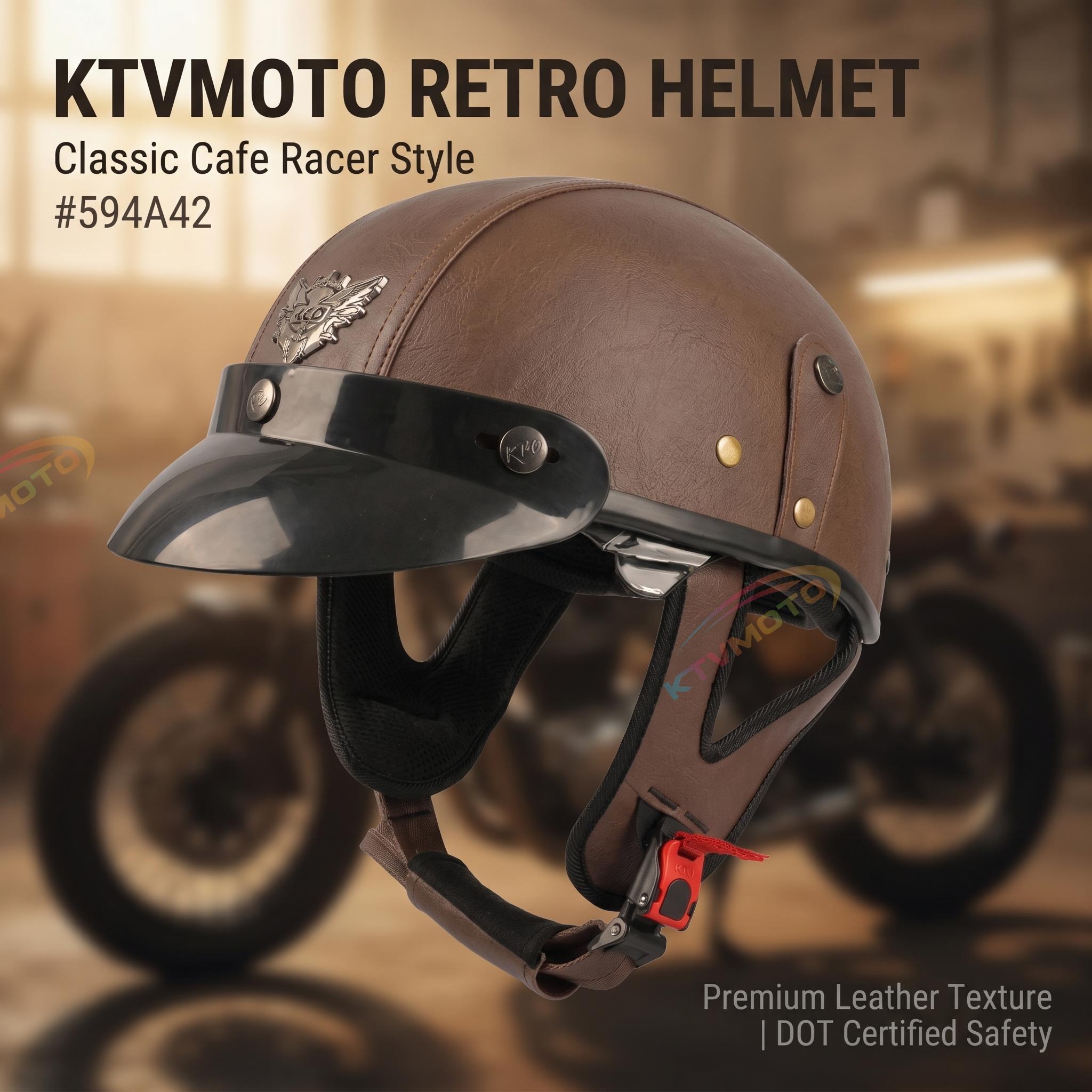 Retro cruiser motorcycle helmet with concealed inner visor-I31