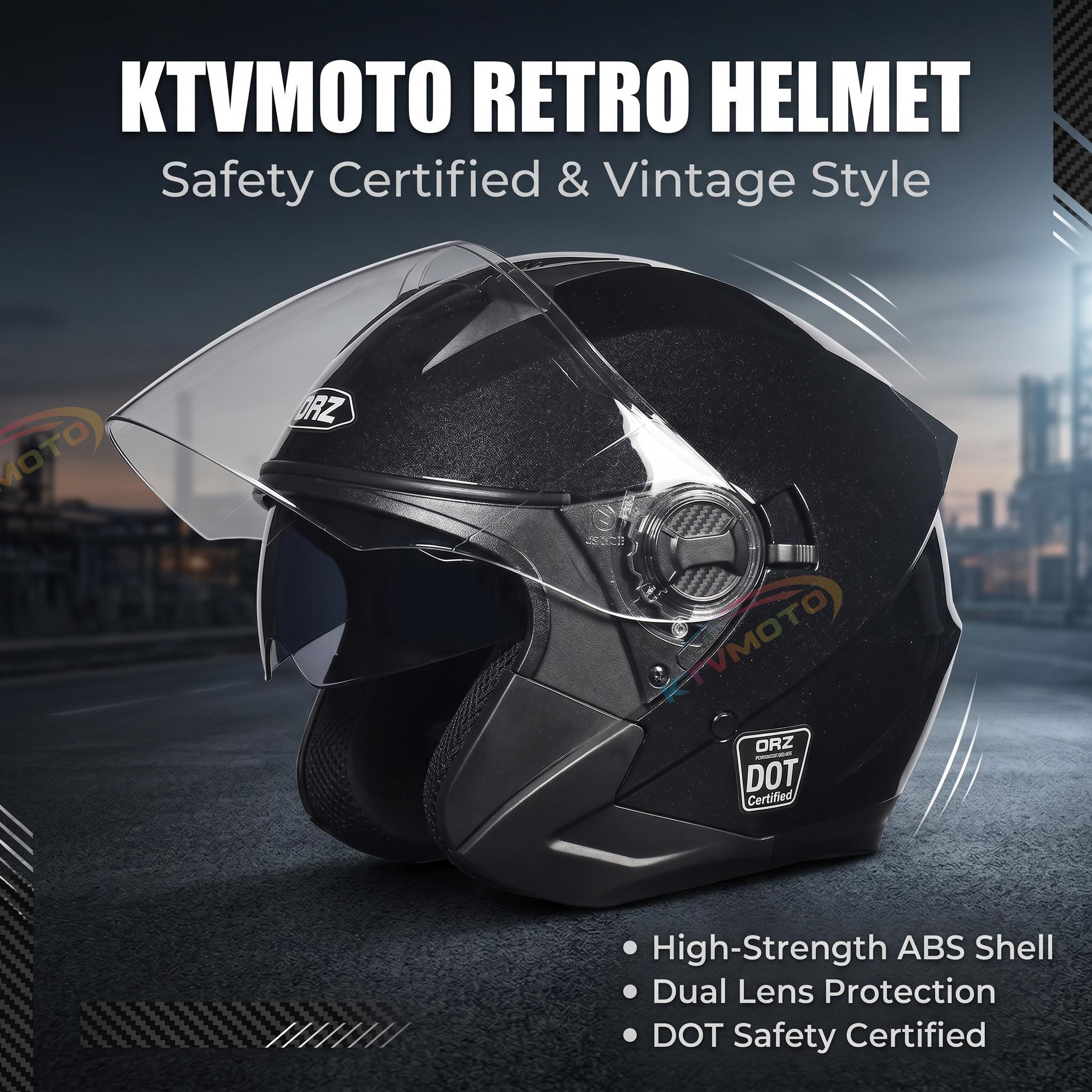 DOT certified dual-lens retro open-face motorcycle helmet-I55