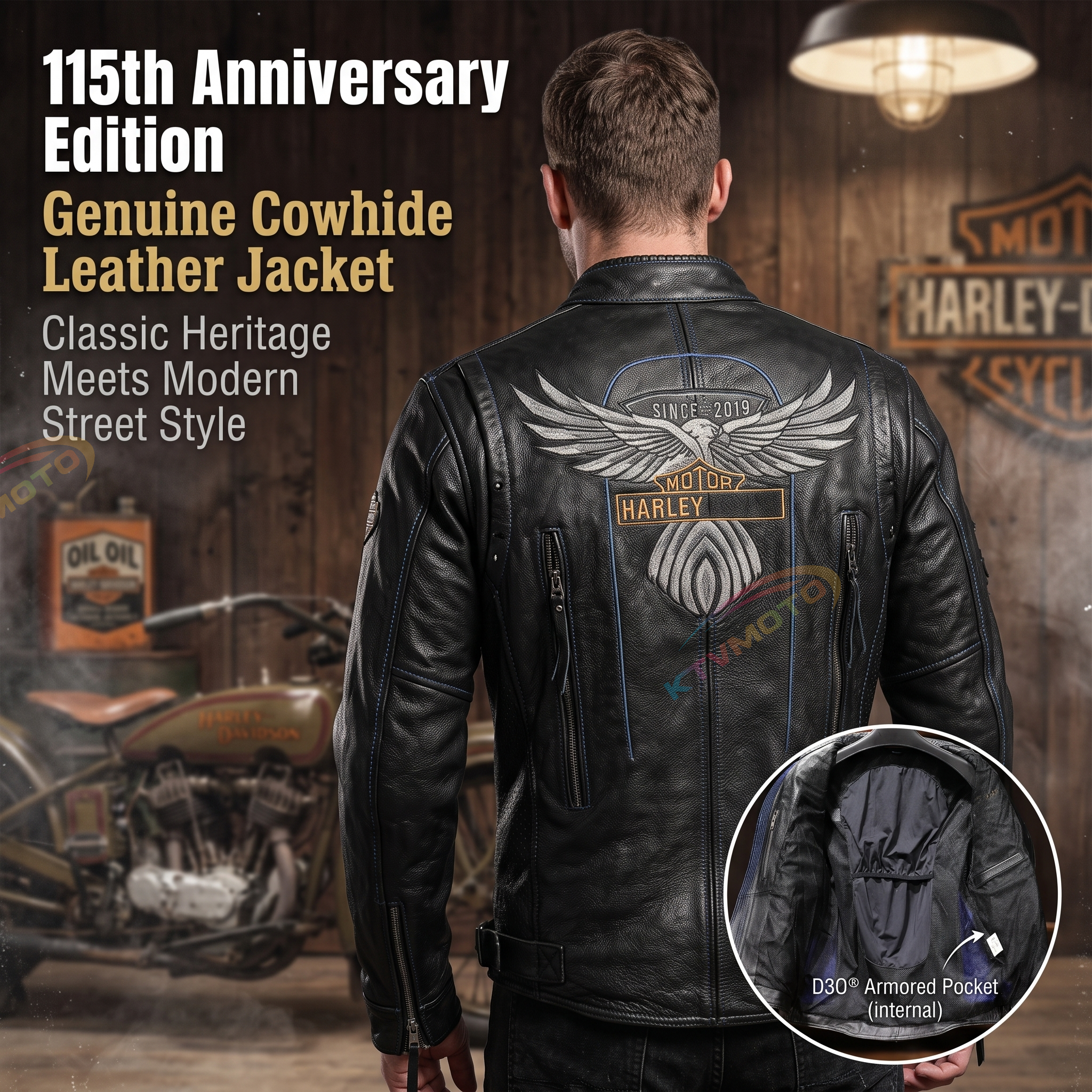 Harley 115th Anniversary Genuine Leather Jacket-A16