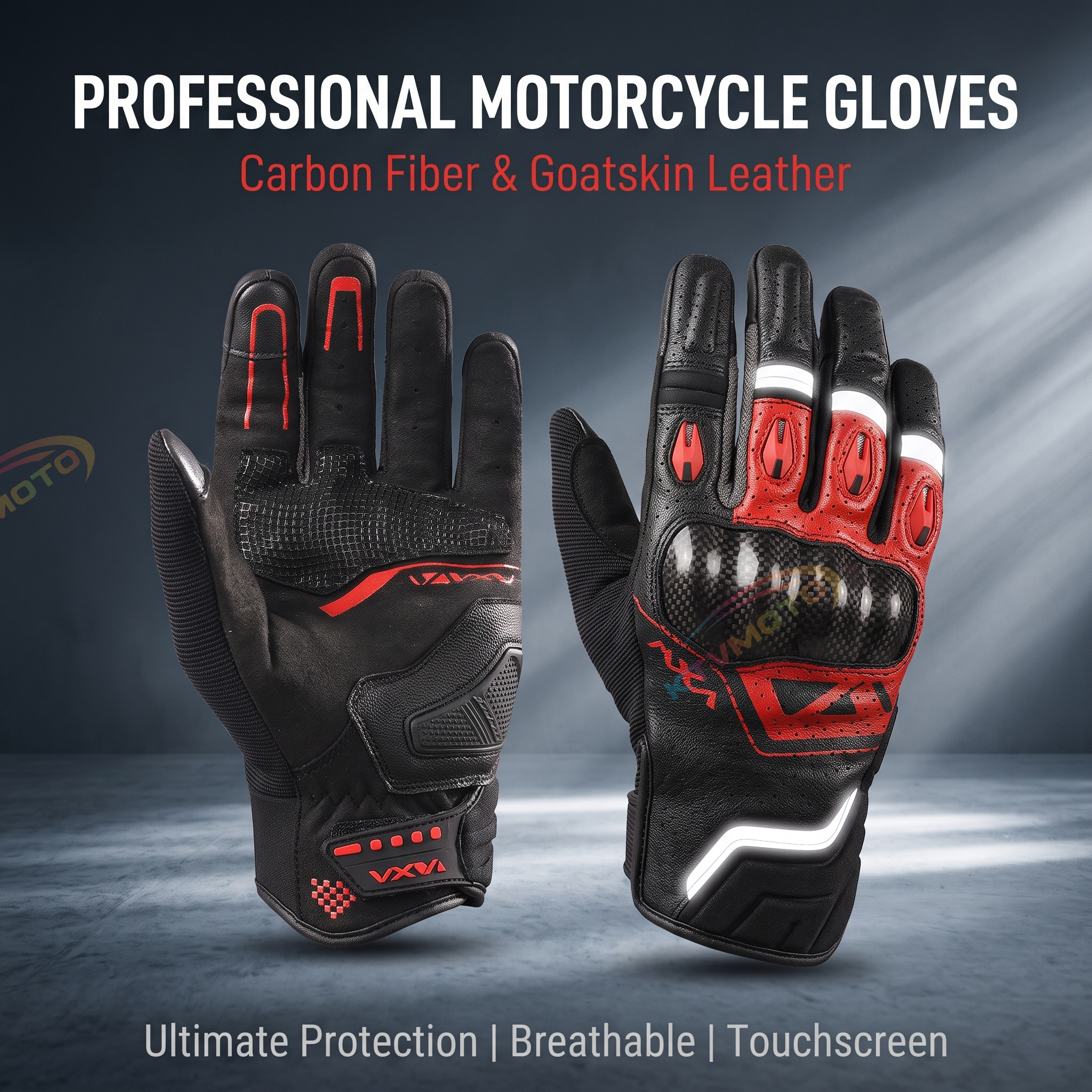 Motorcycle riding gloves made of carbon fiber and sheepskin-G77