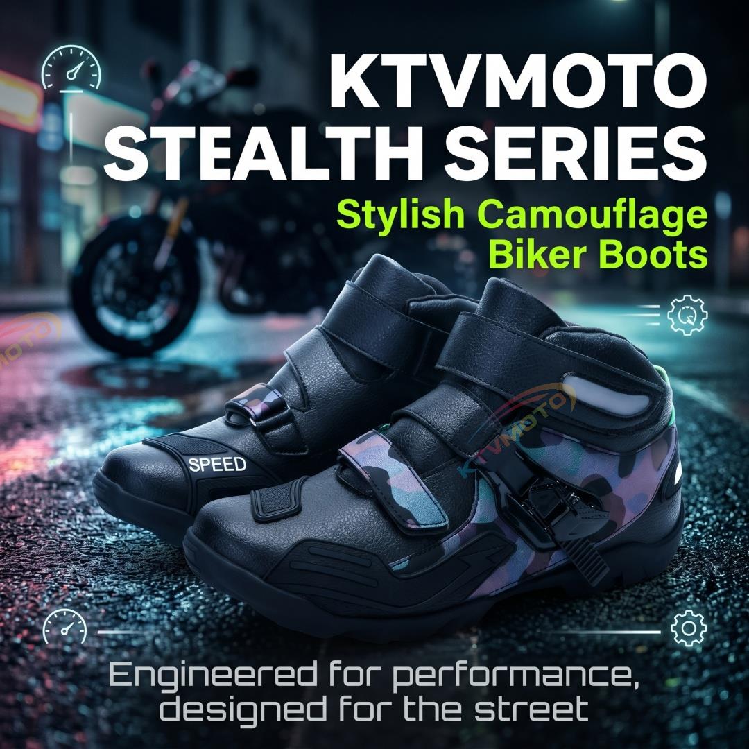 Stylish Camouflage Biker Ankle Boots with Buckle Closure-K121