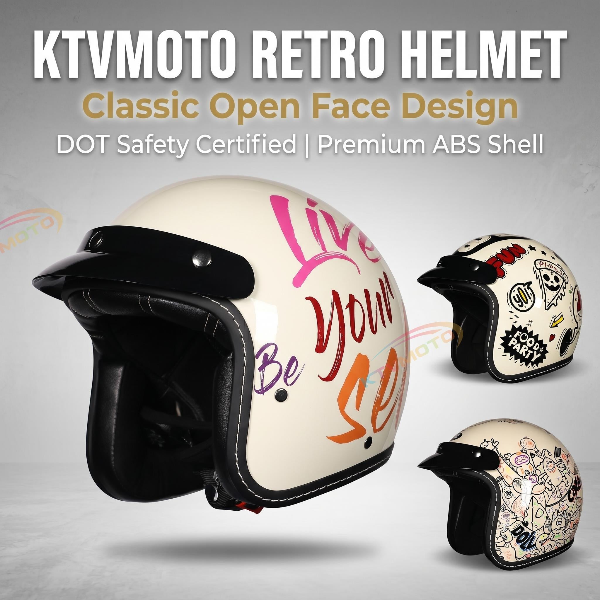 Open-face motorcycle helmet with sun visor-I21