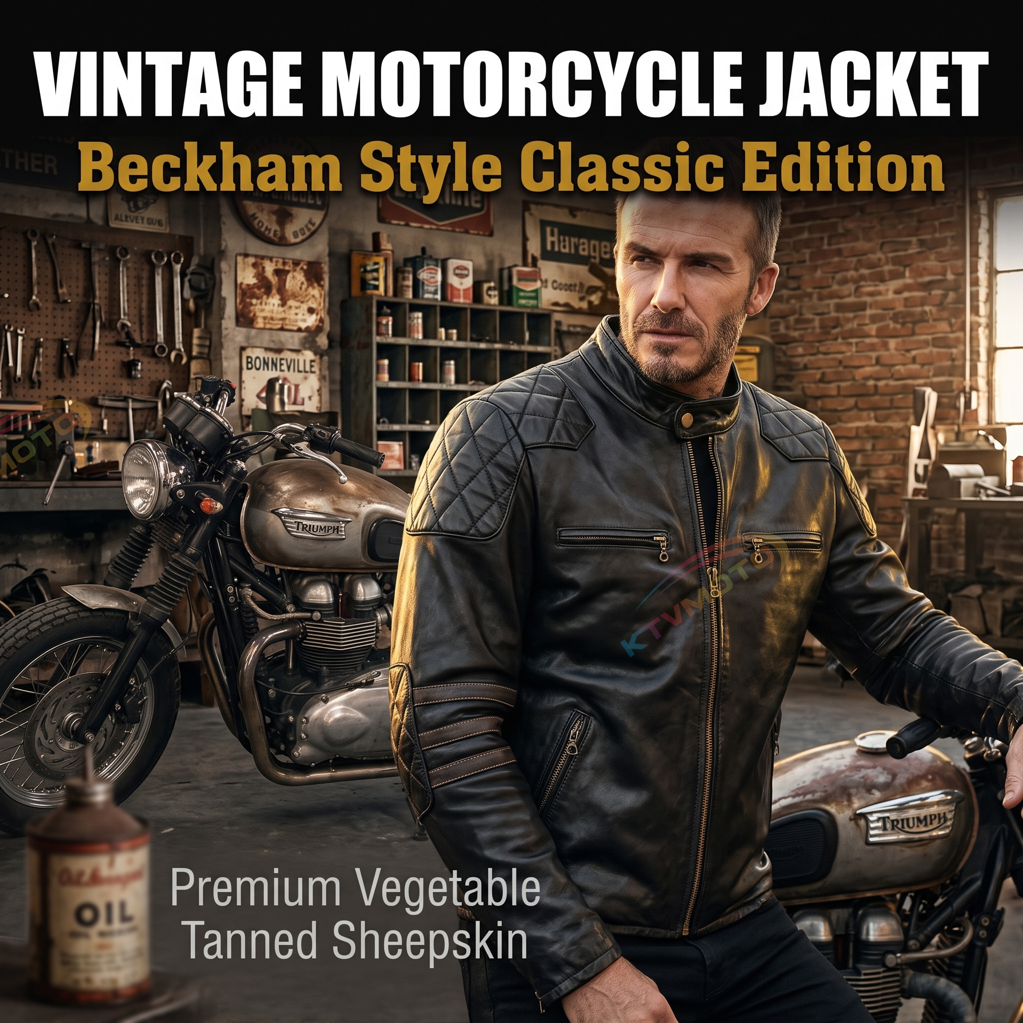Beckham same leather jacket-A08