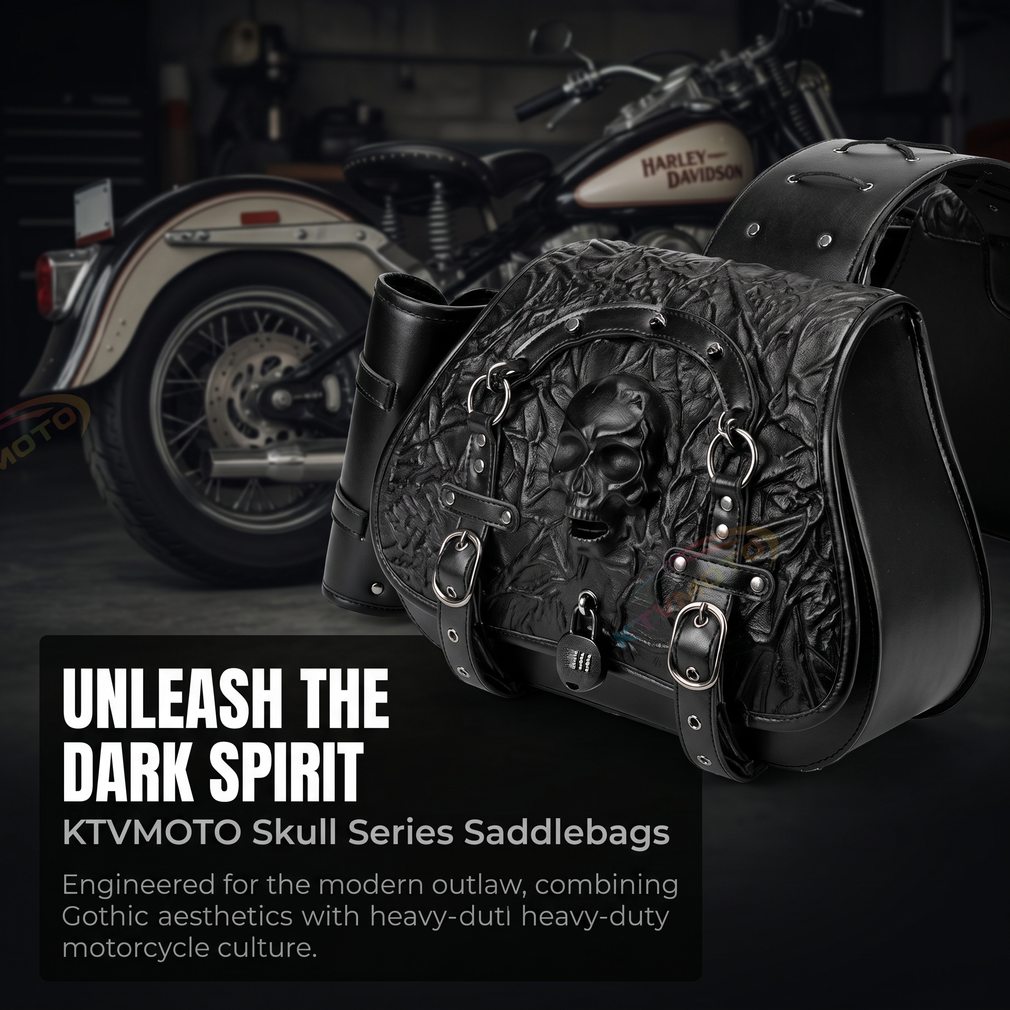 Retro Skull Motorcycle Saddlebag – B14