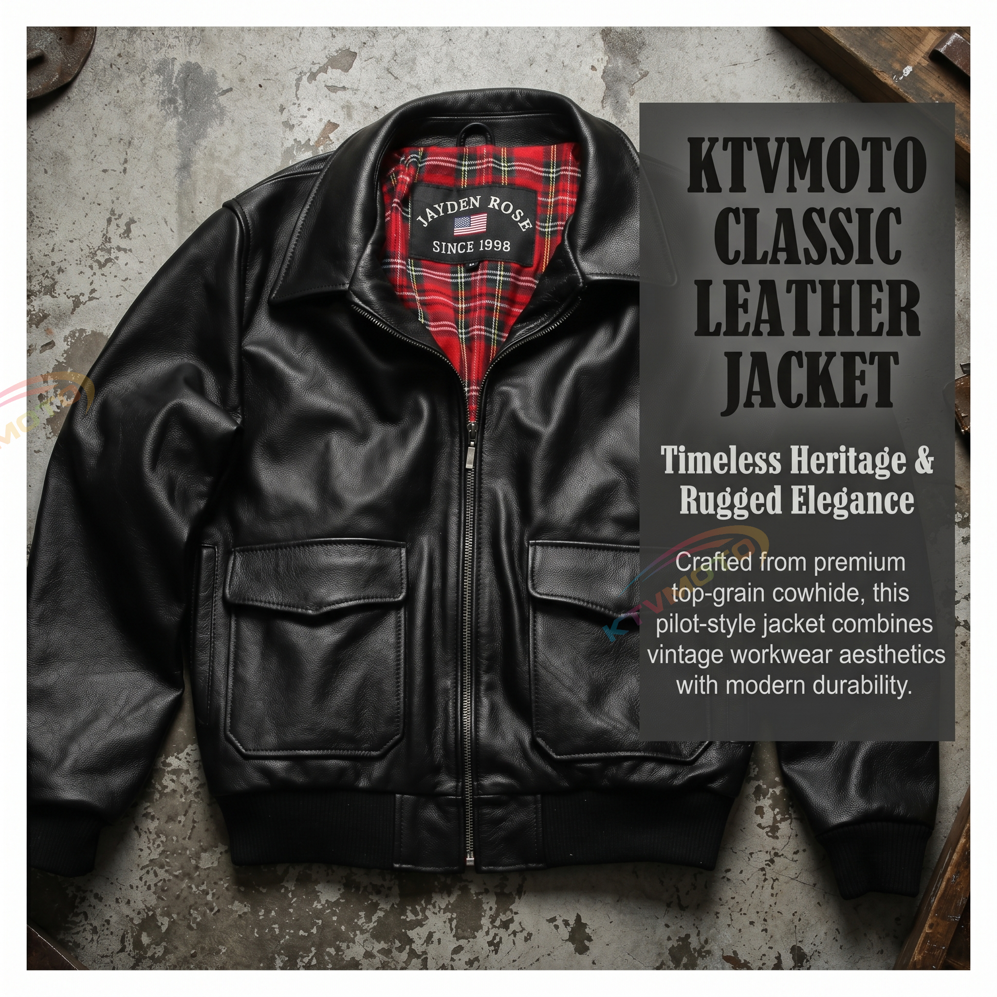 G1 Genuine Leather Bomber Jacket - A49