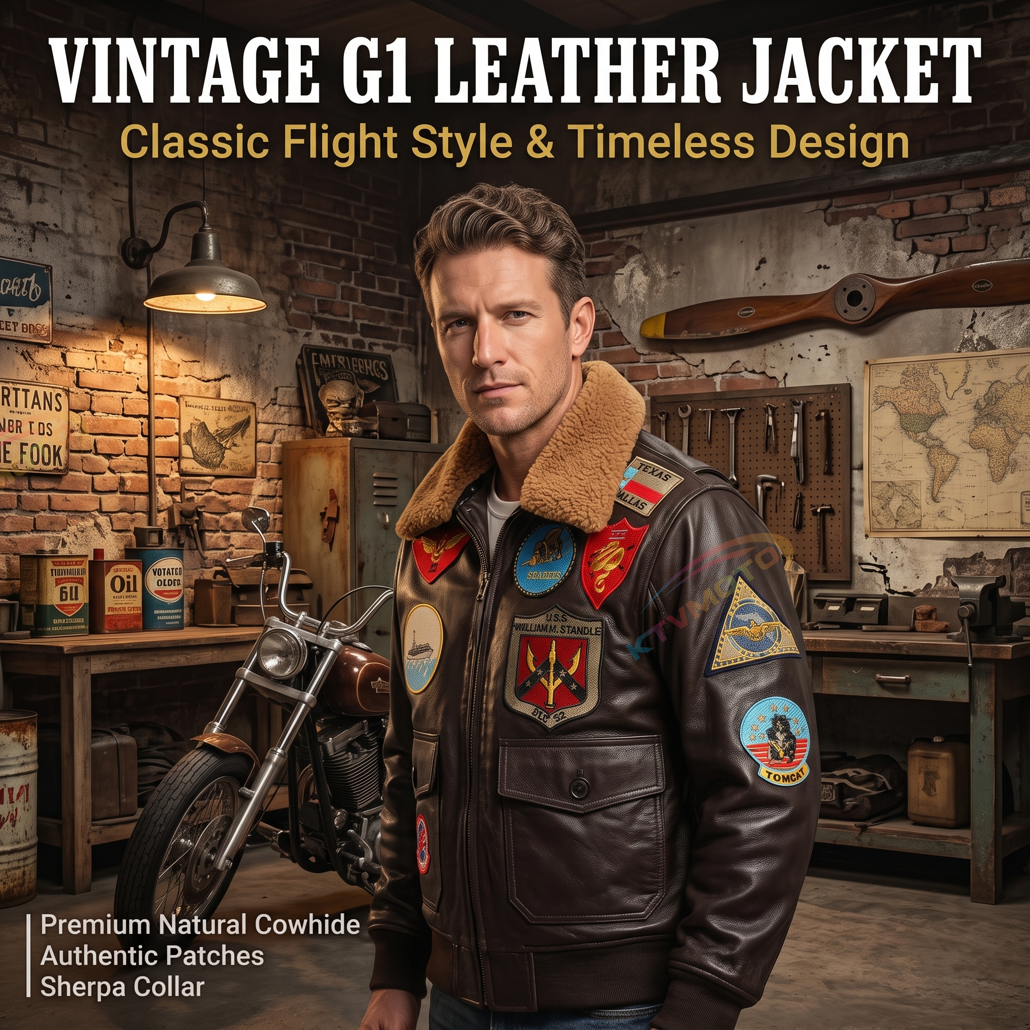 G1 flying cowhide jacket genuine leather casual jacket-A2