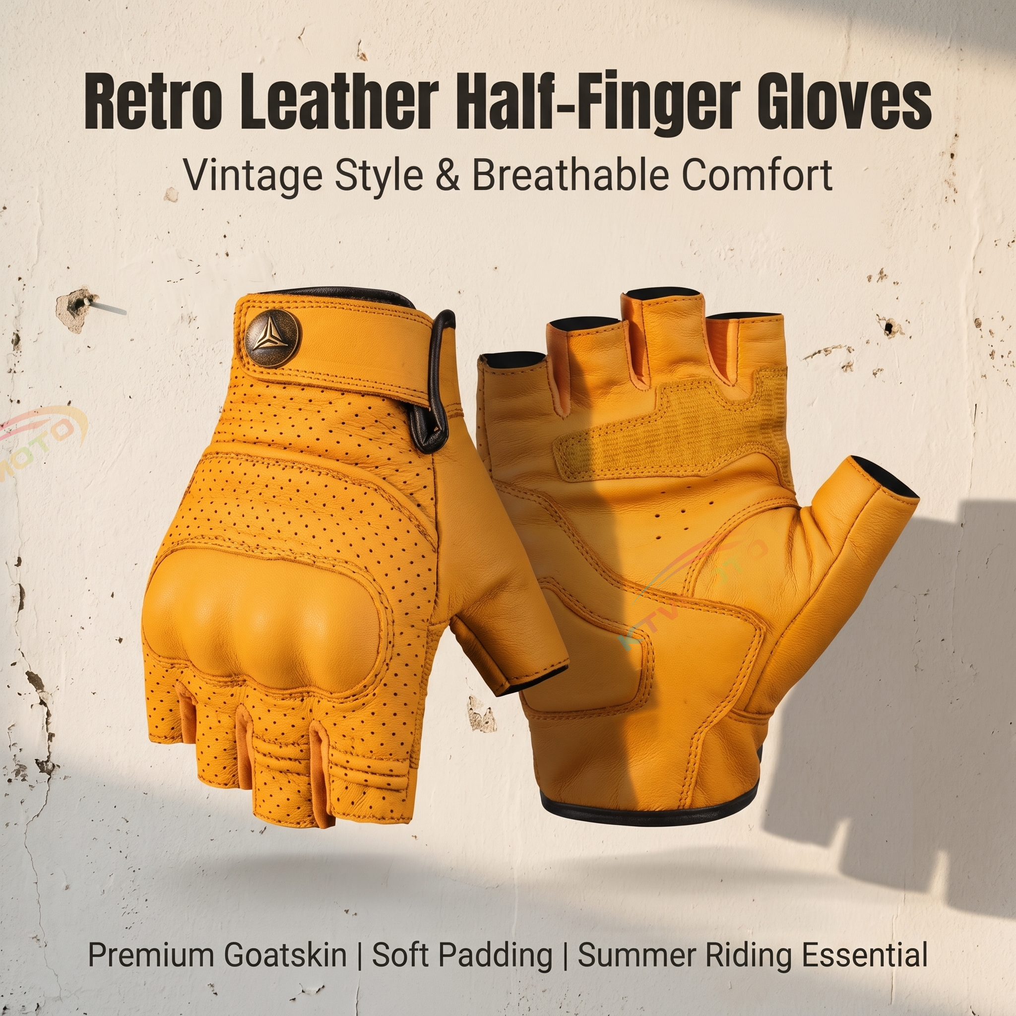Retro half-finger gloves, breathable-G70