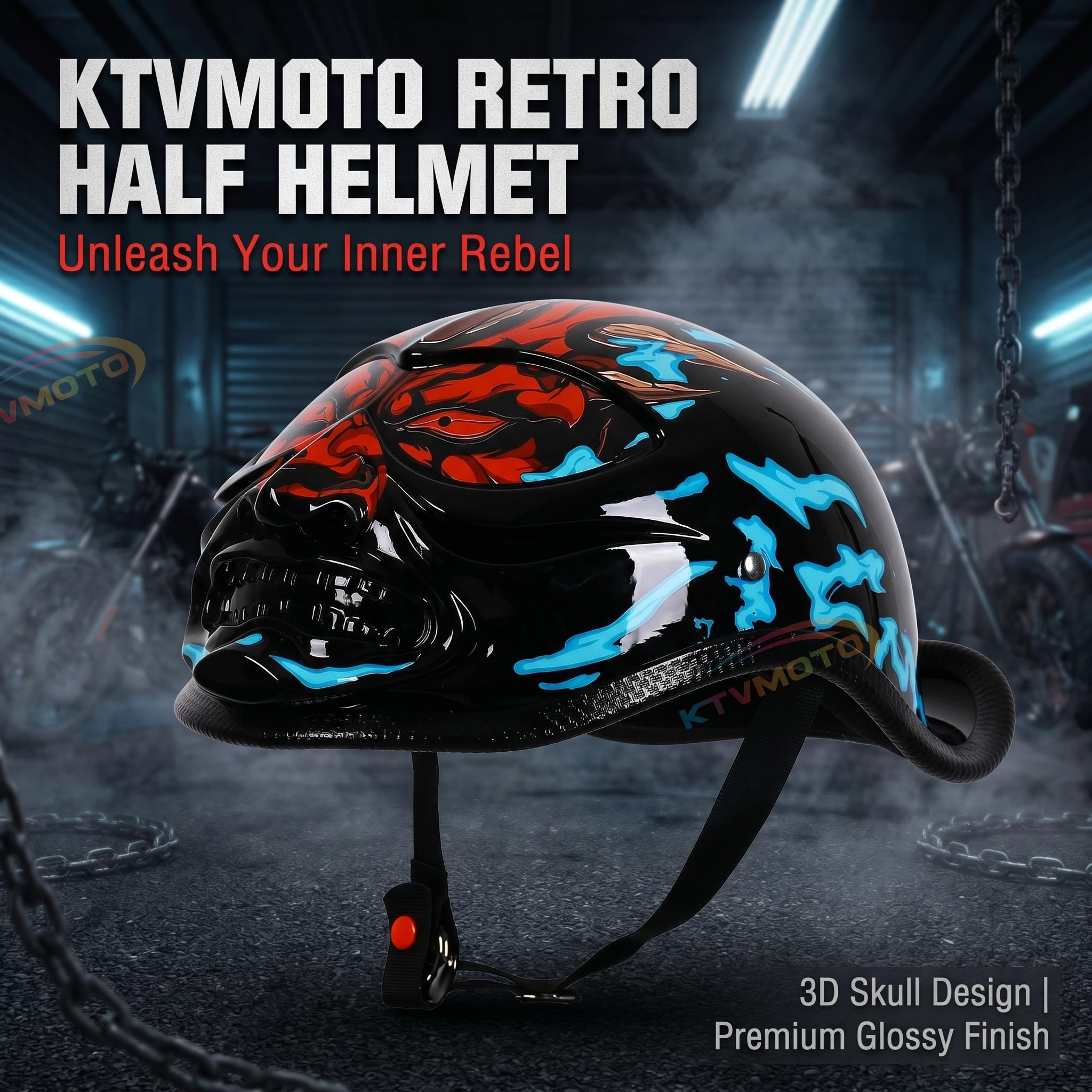 Classic ducktail motorcycle half-helmet Harley style — I41