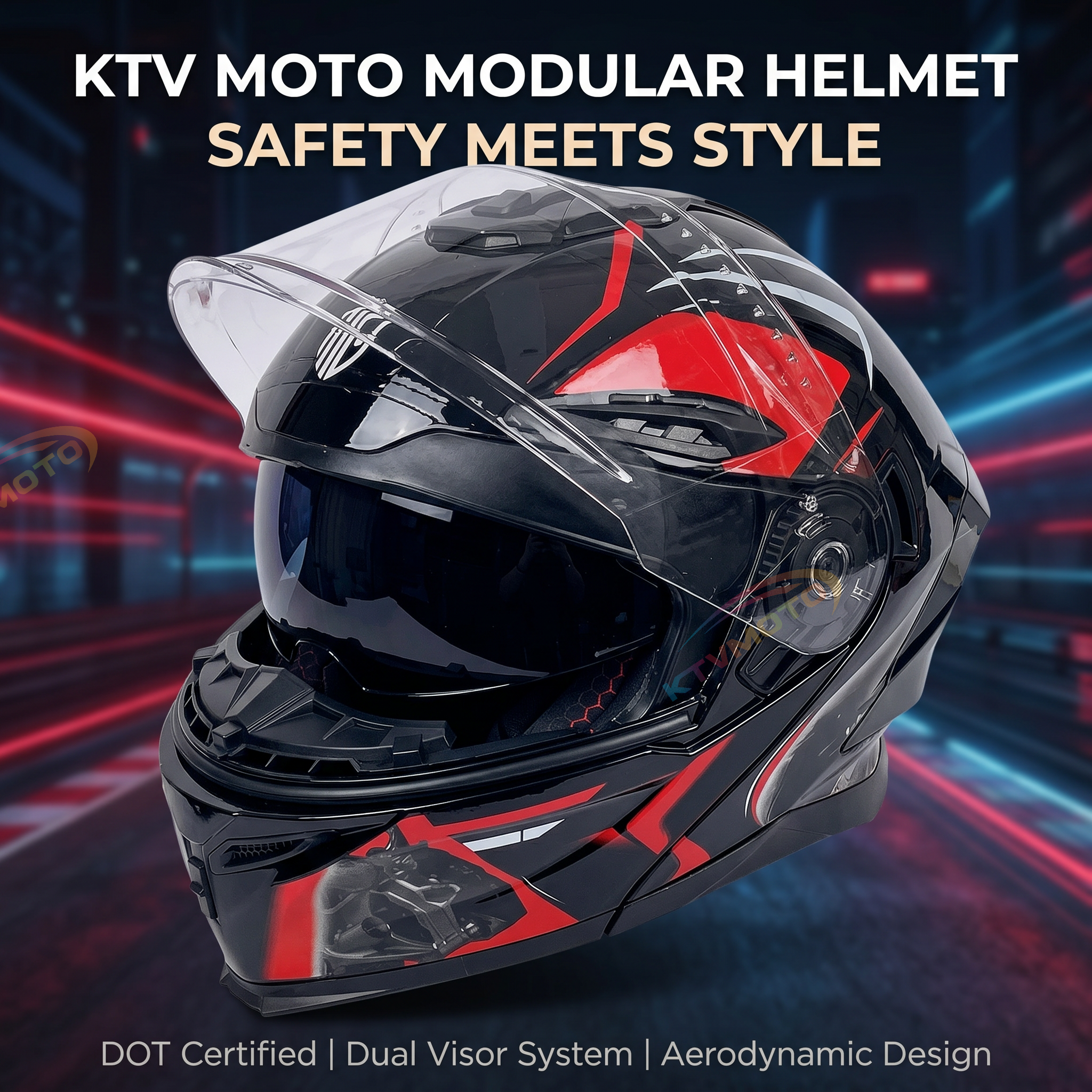 Flip-top motorcycle helmet, dual-lens full-face helmet-I65