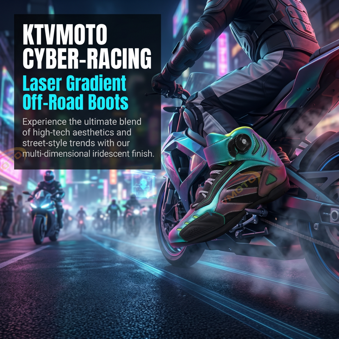 Motorcycle Off-Road Boots with Laser Gradient Finish-K105