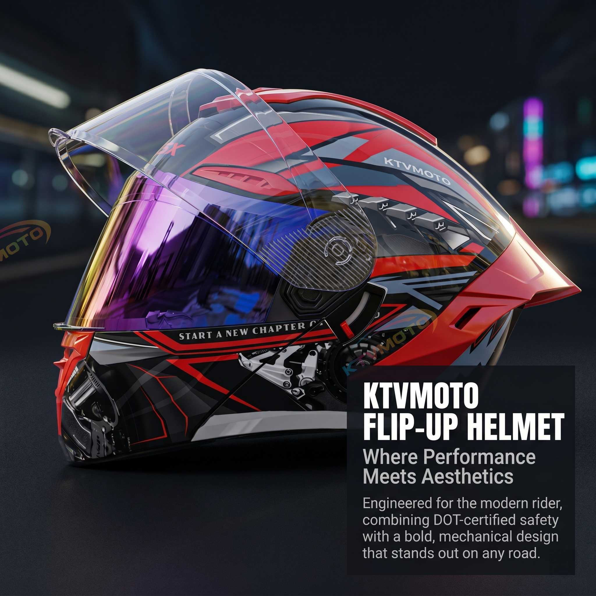 Motorcycle flip-top helmet [engine version]-I124