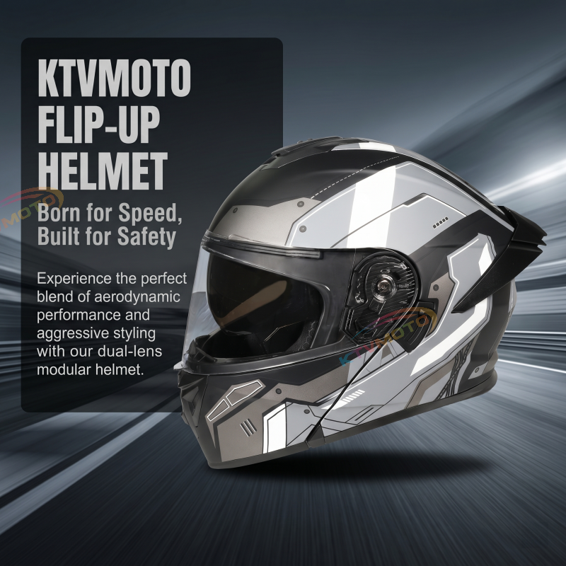 Dual-lens motorcycle flip helmet-I96