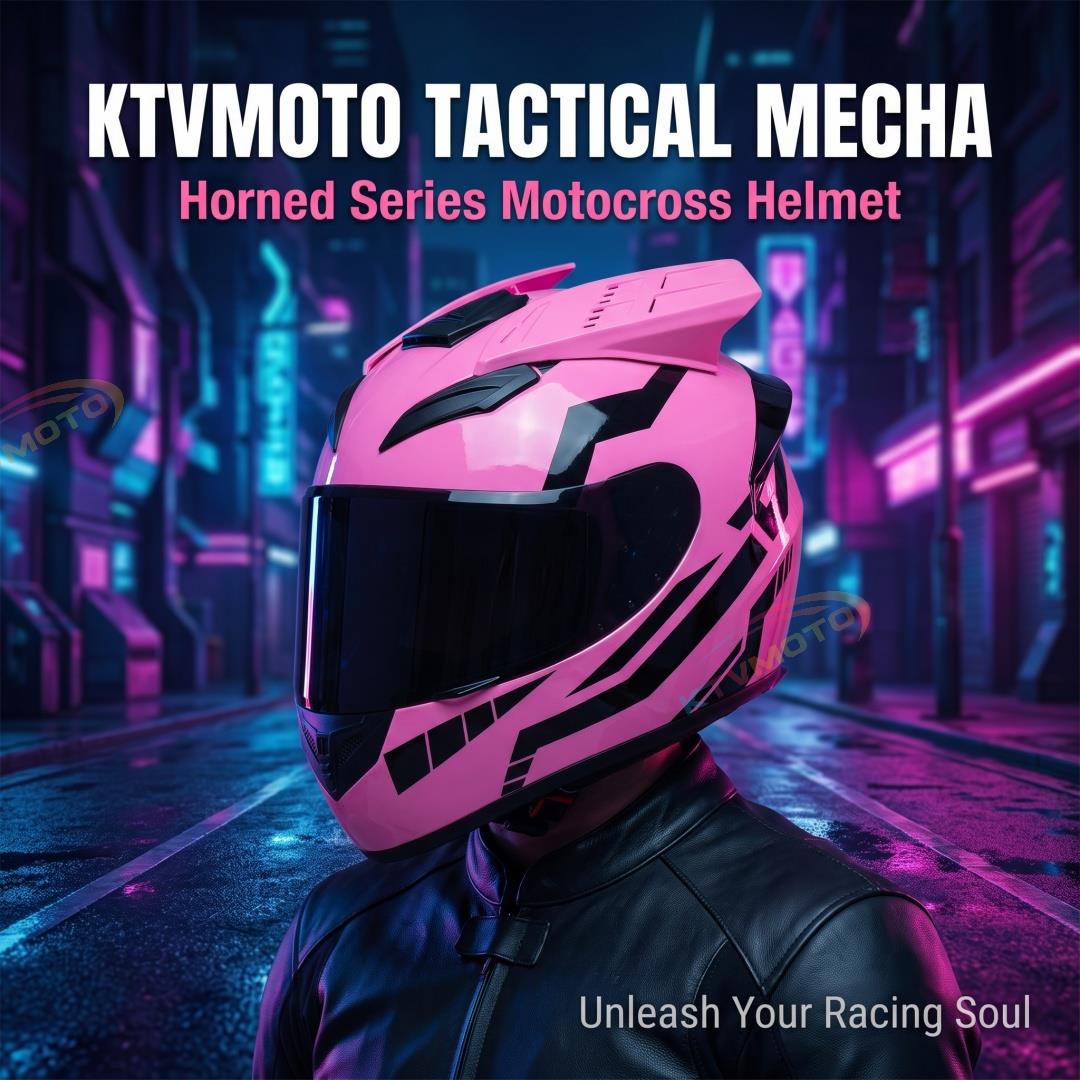 "Horned" tactical mecha-style motocross helmet-I139