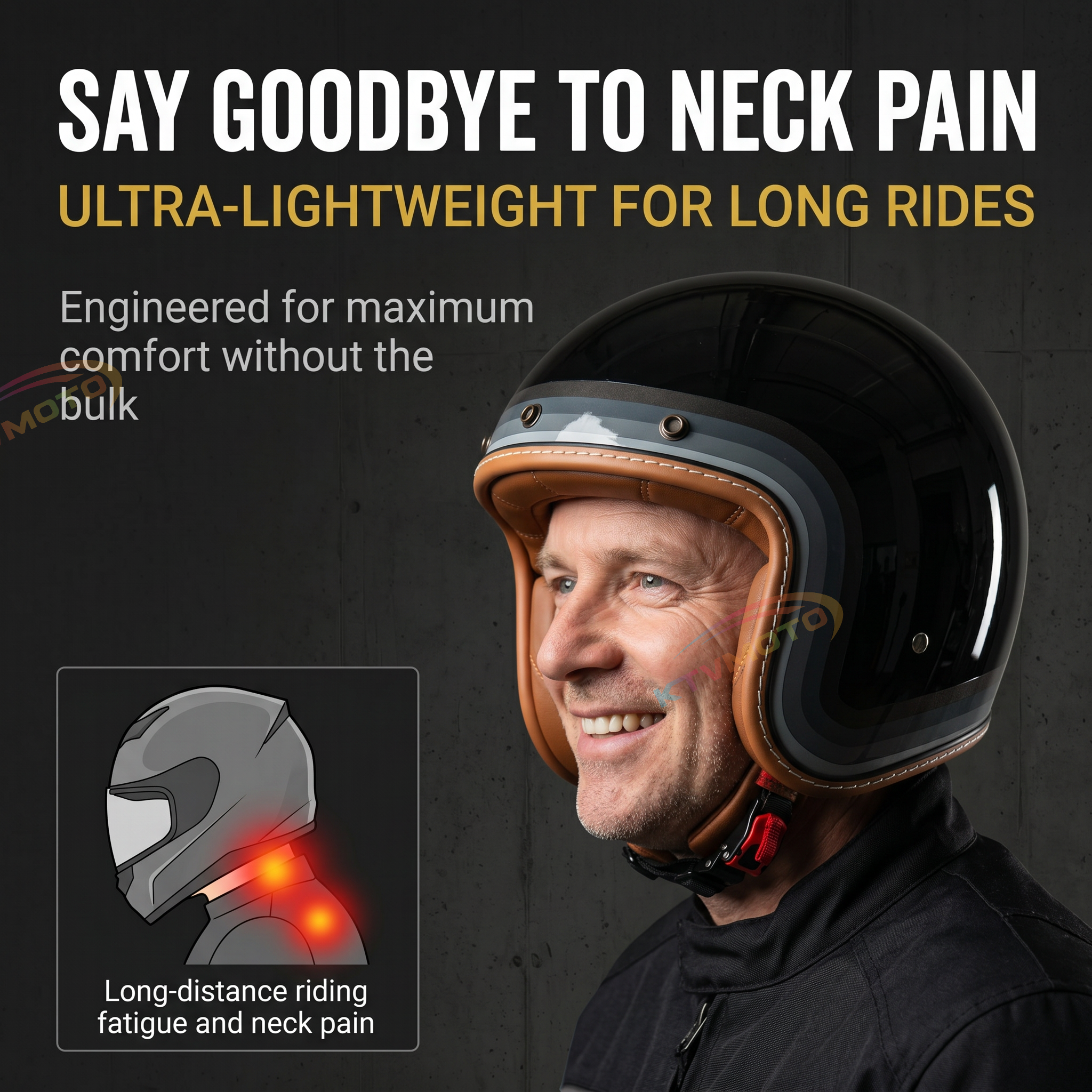 Retro-style open-face motorcycle helmet-I25