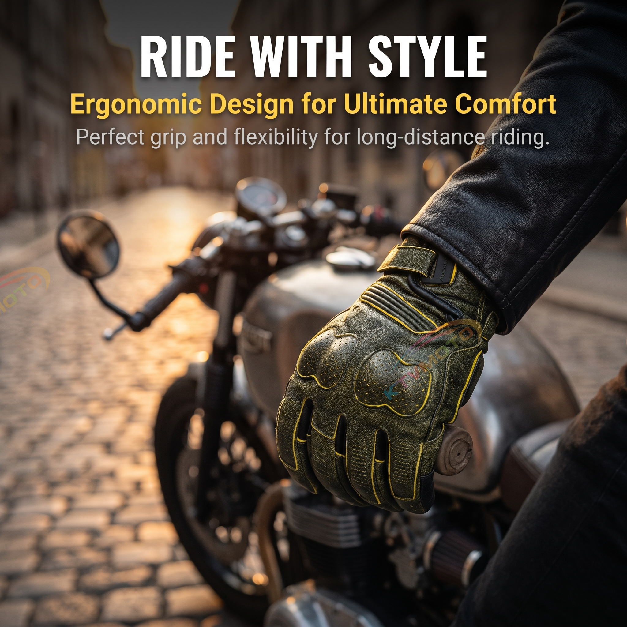 Genuine Leather Retro Motorcycle Gloves-G78