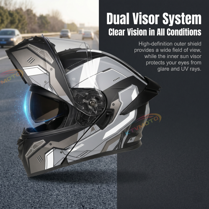 Dual-lens flip-up full-face helmet-I96