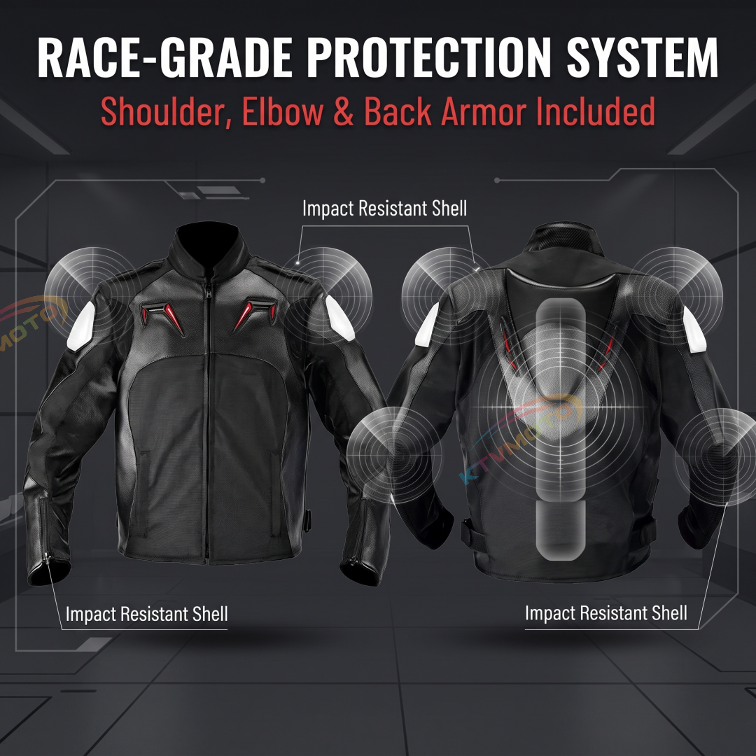 All-Season Motorcycle Racing Suit with Protective Gear-J65