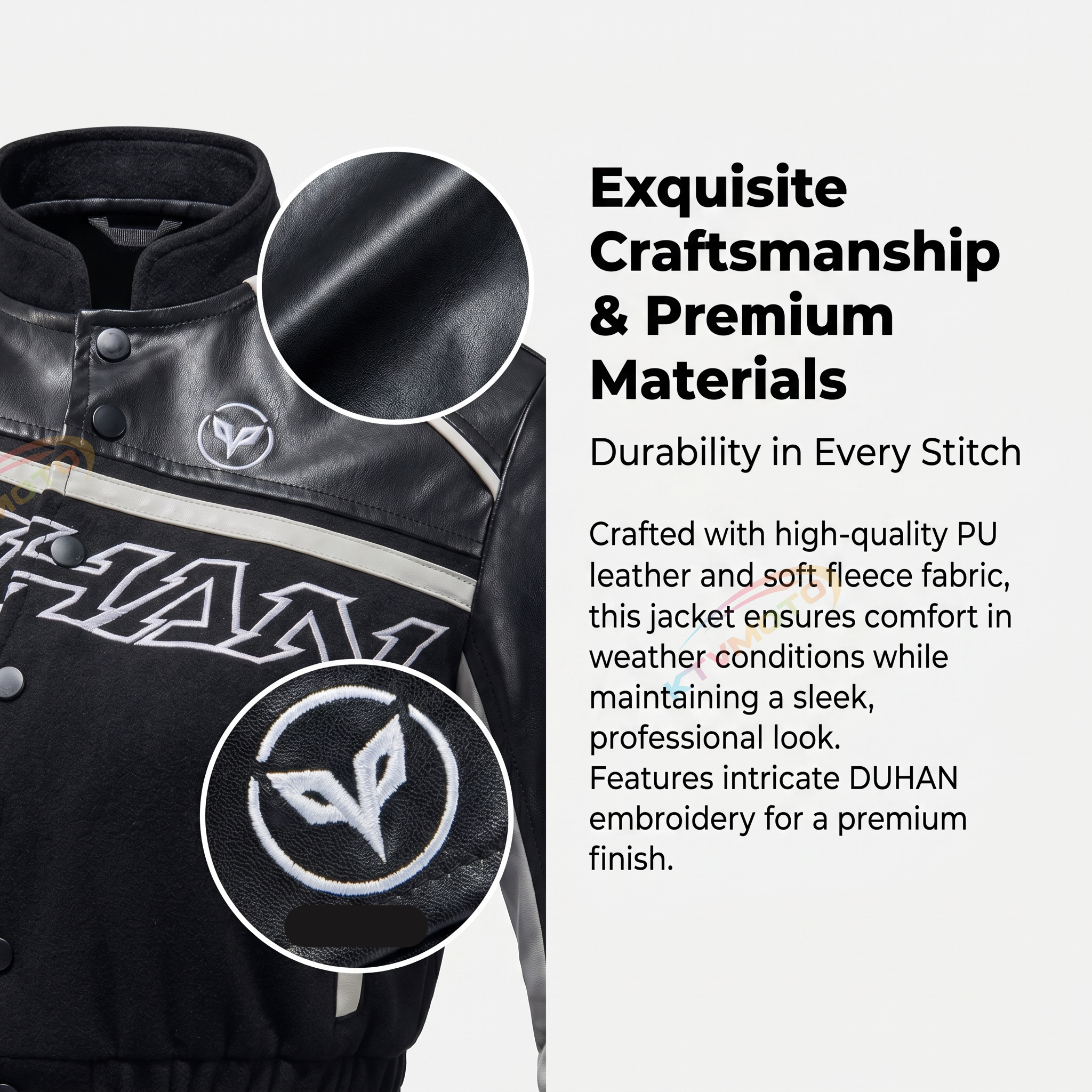 Women's PU Leather Wool Cycling Jacket-J45