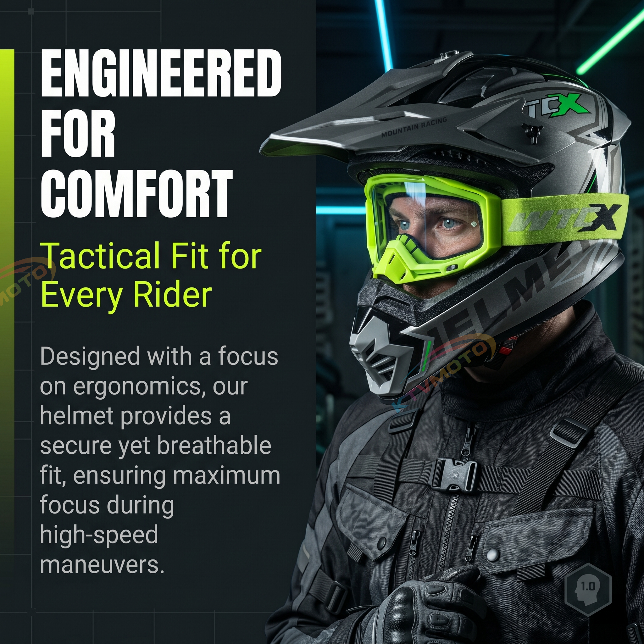 Off-road Motorcycle Helmet with Goggles-I112