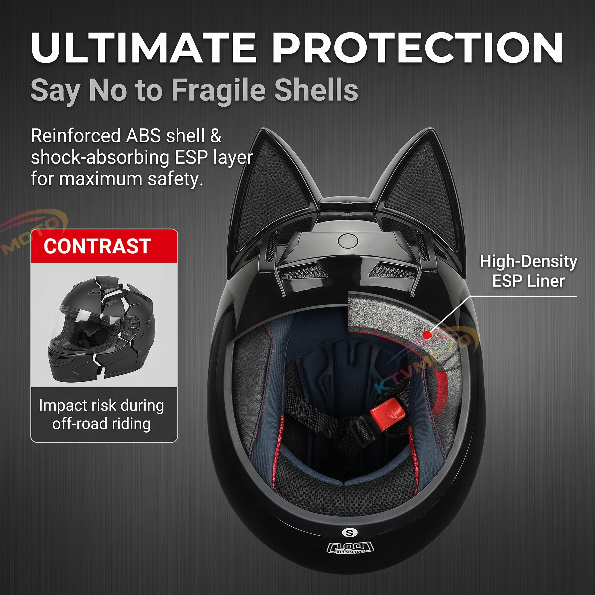 DOT certified cat ear full-face motorcycle helmet-I02